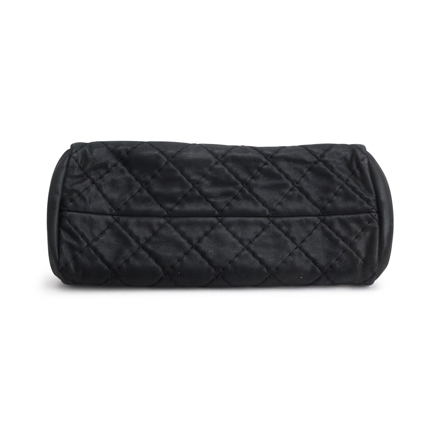 Chanel Black Metallic Calfskin Quilted Medium Just Mademoiselle w/ Authenticity Card