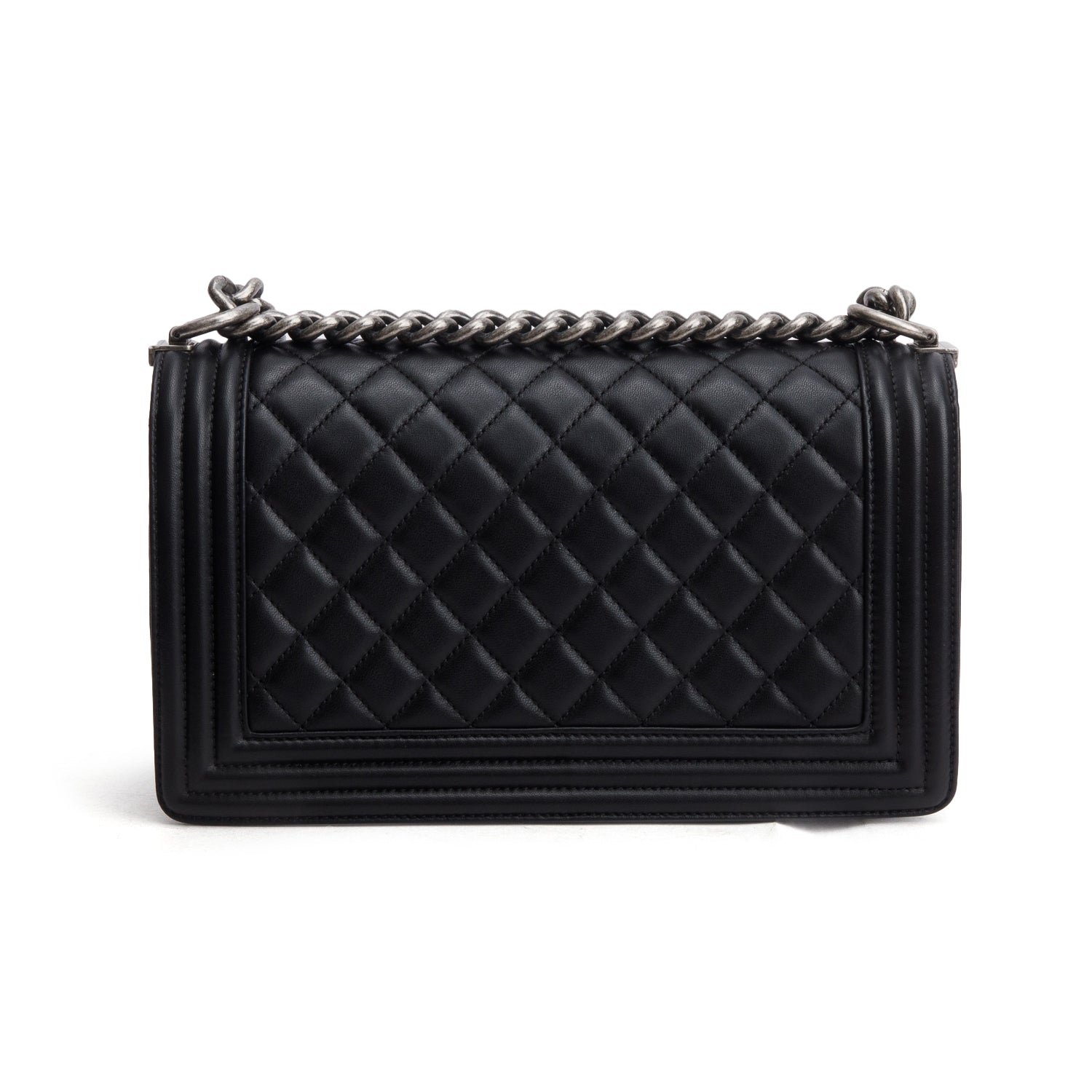 Chanel Black Lambskin Quilted Medium Boy Flap w/ Box