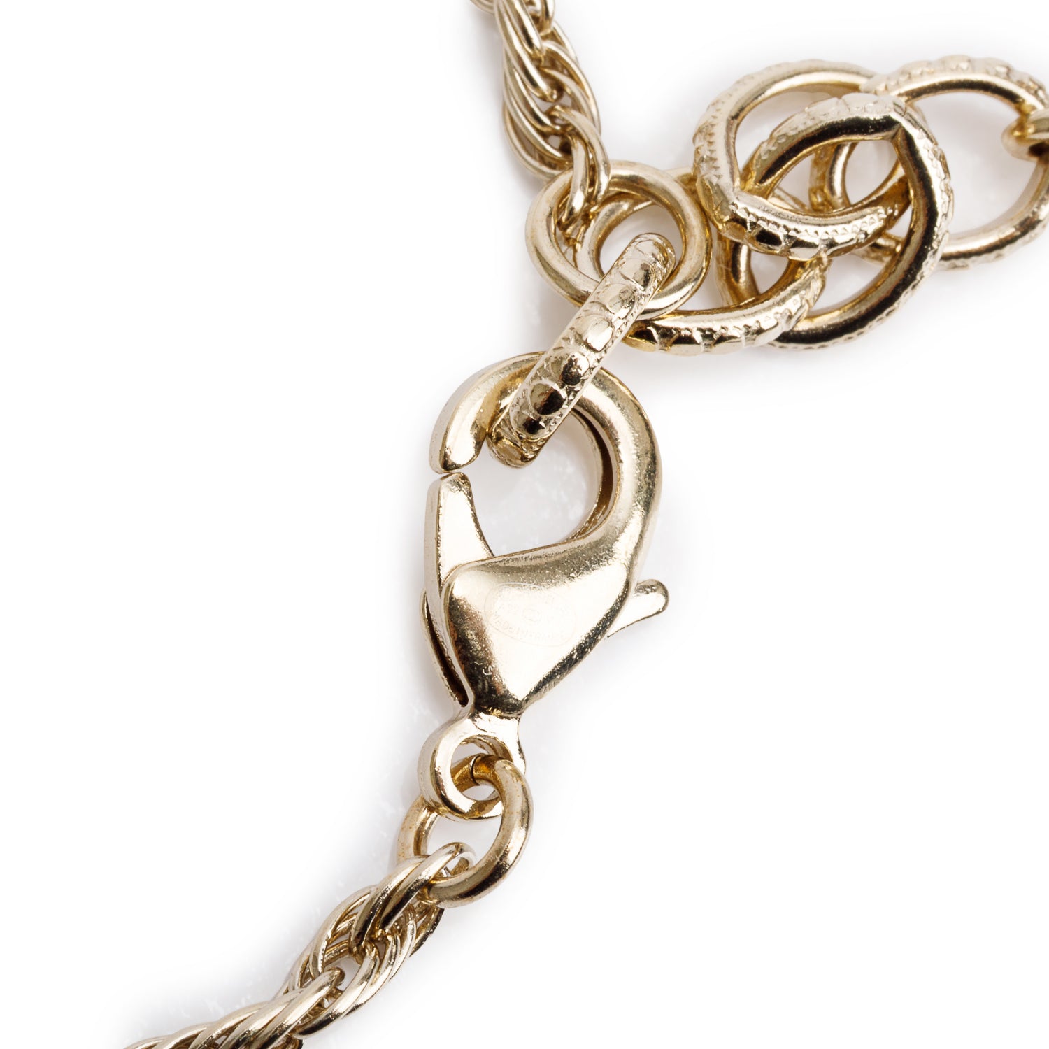 Chanel 2022 Gold-Plated Metal Faux Pearl CC Pendant Necklace