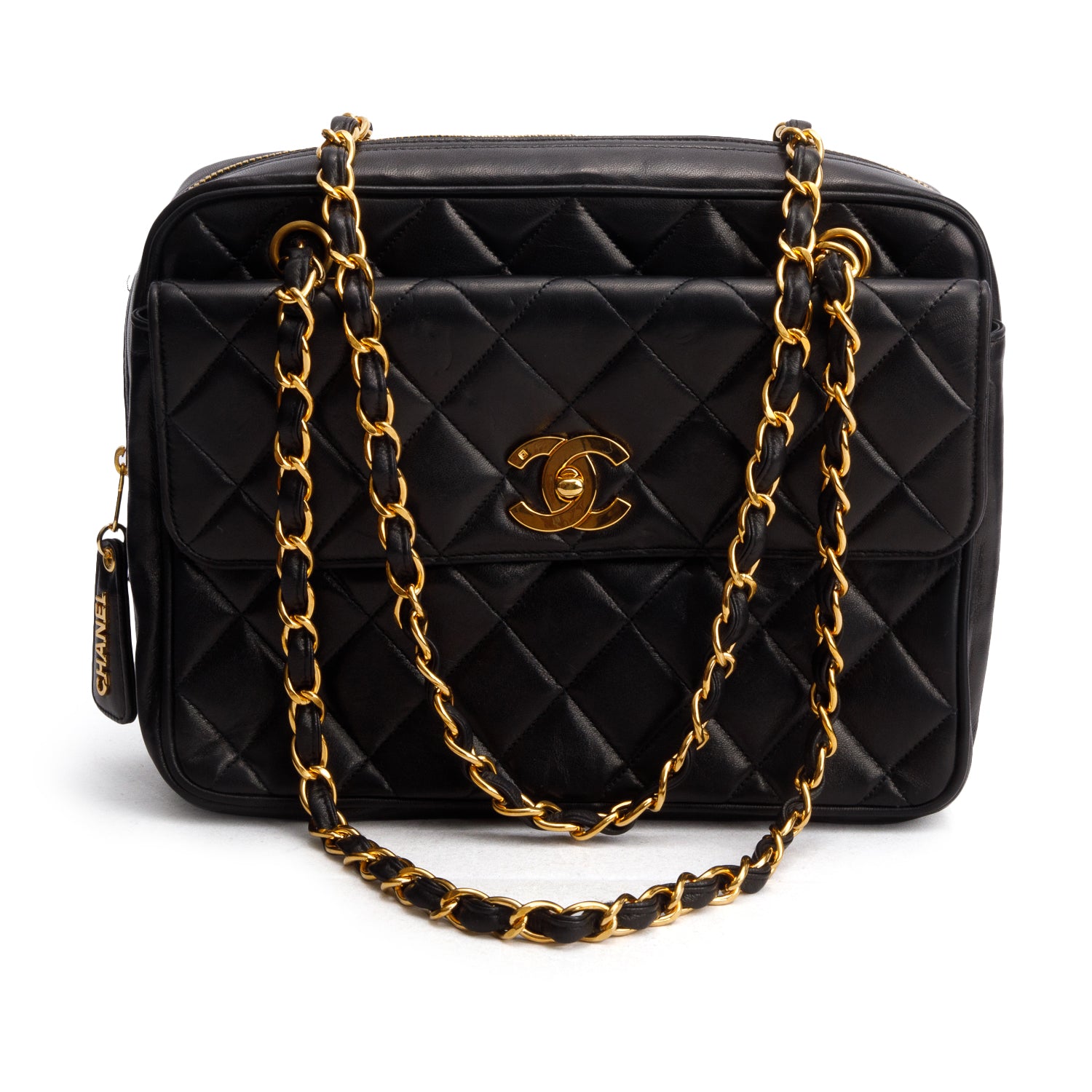 Chanel Vintage Black Lambskin Shoulder Bag w/ Box & Authenticity Card