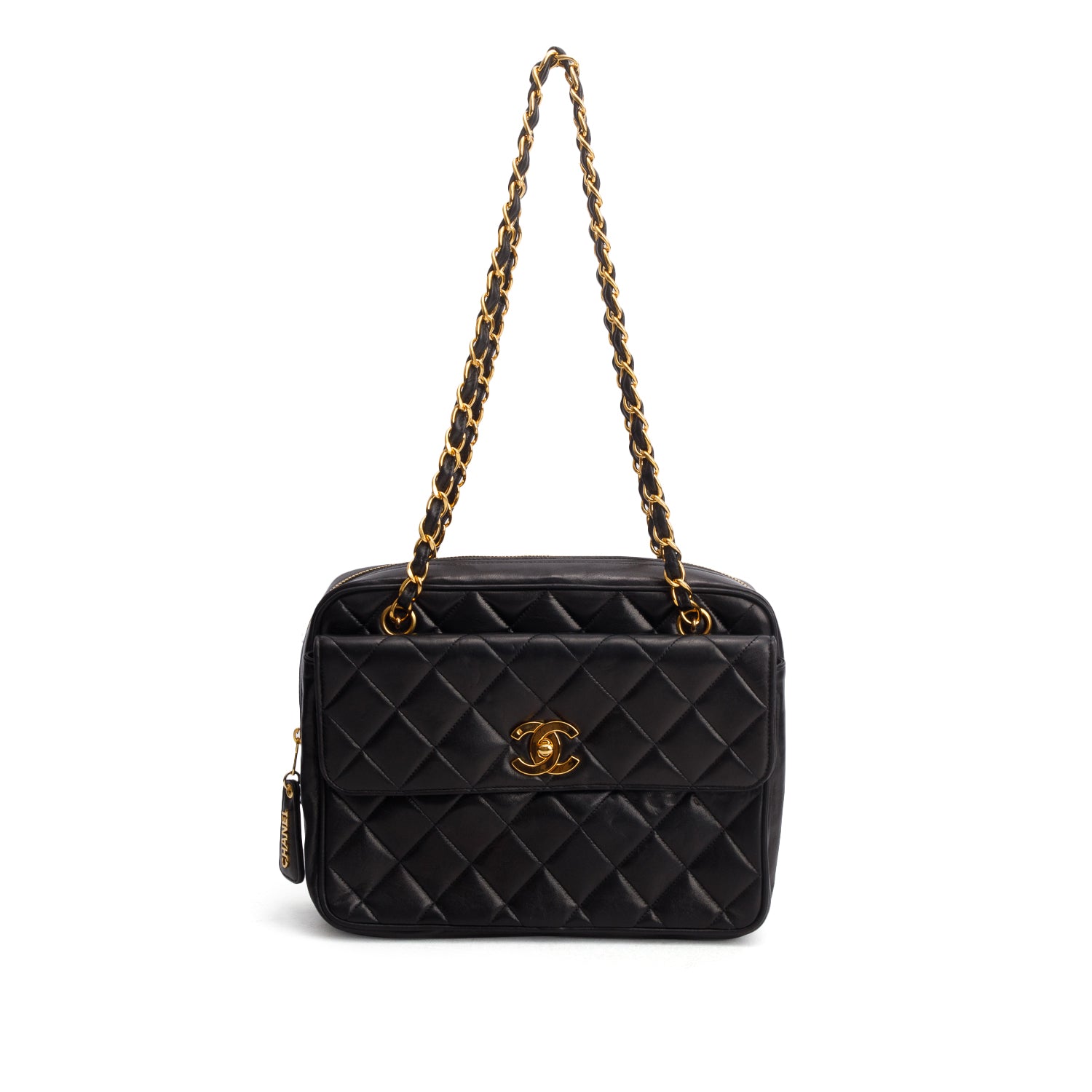 Chanel Vintage Black Lambskin Shoulder Bag w/ Box & Authenticity Card