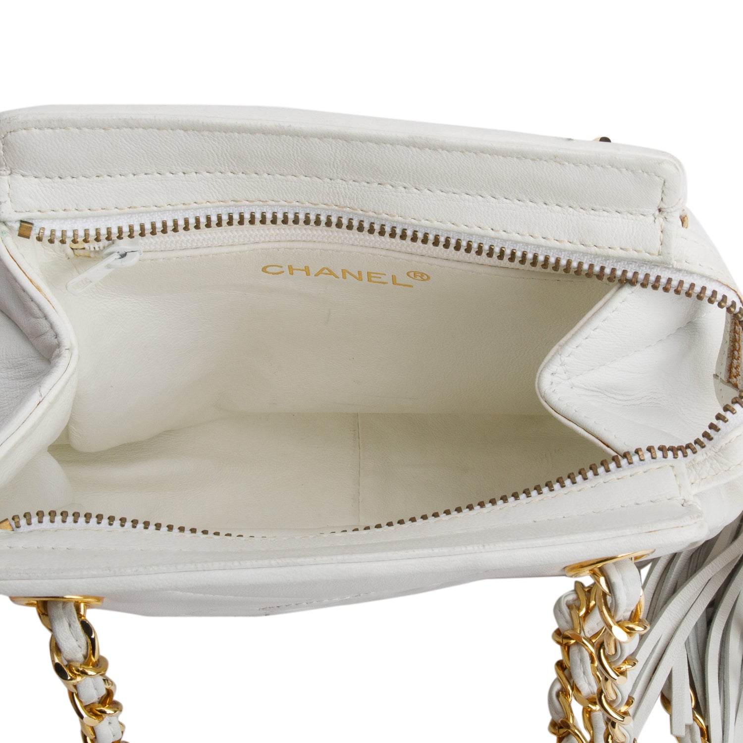 Chanel Vintage White Lambskin Timeless Classique Shoulder Bag w/ Box & Authenticity Card