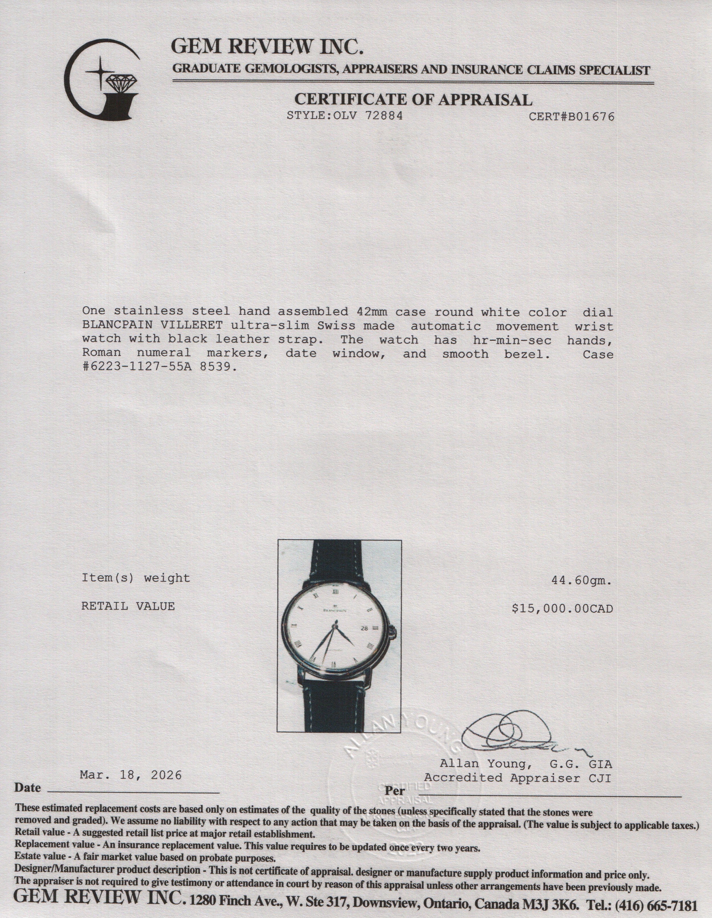 Blancpain 2020 Stainless Steel Villeret Ultra-Slim 38 MM Automatic Watch White Dial w/ Box & Papers
