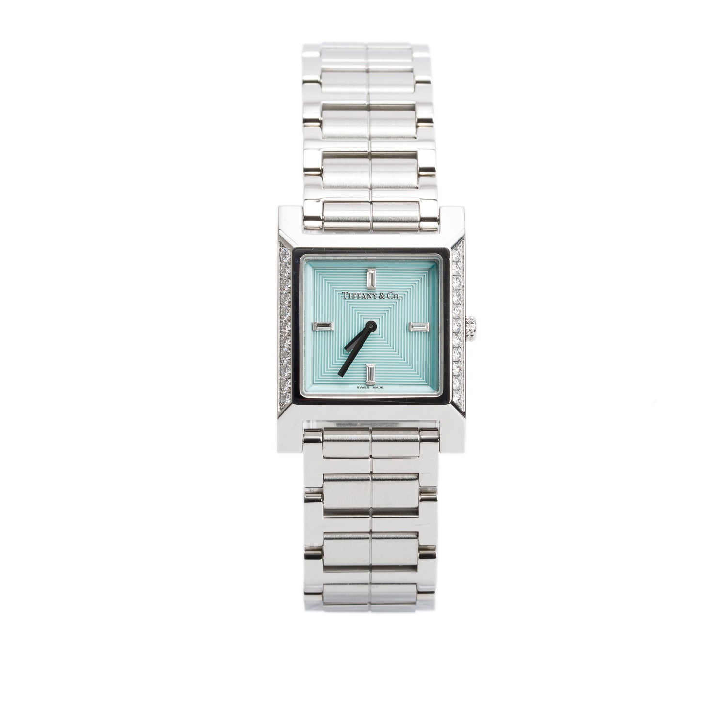 Tiffany Stainless Steel Diamond Bezel 1837 Makers 22 MM Quartz Watch Diamond Tiffany Blue Dial w/ Box & Papers