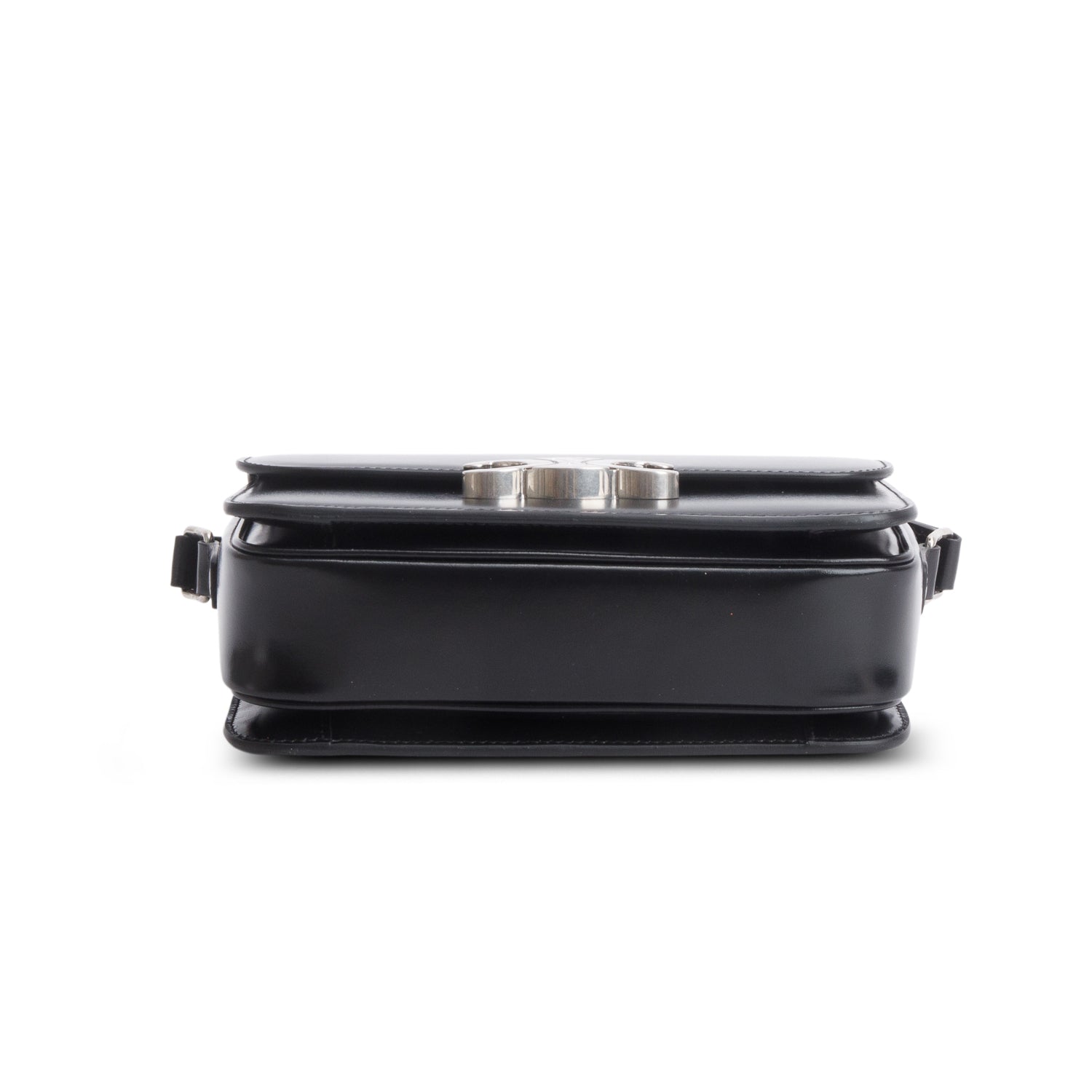 Celine 2024 Black Shiny Calfskin Teen Triomphe
