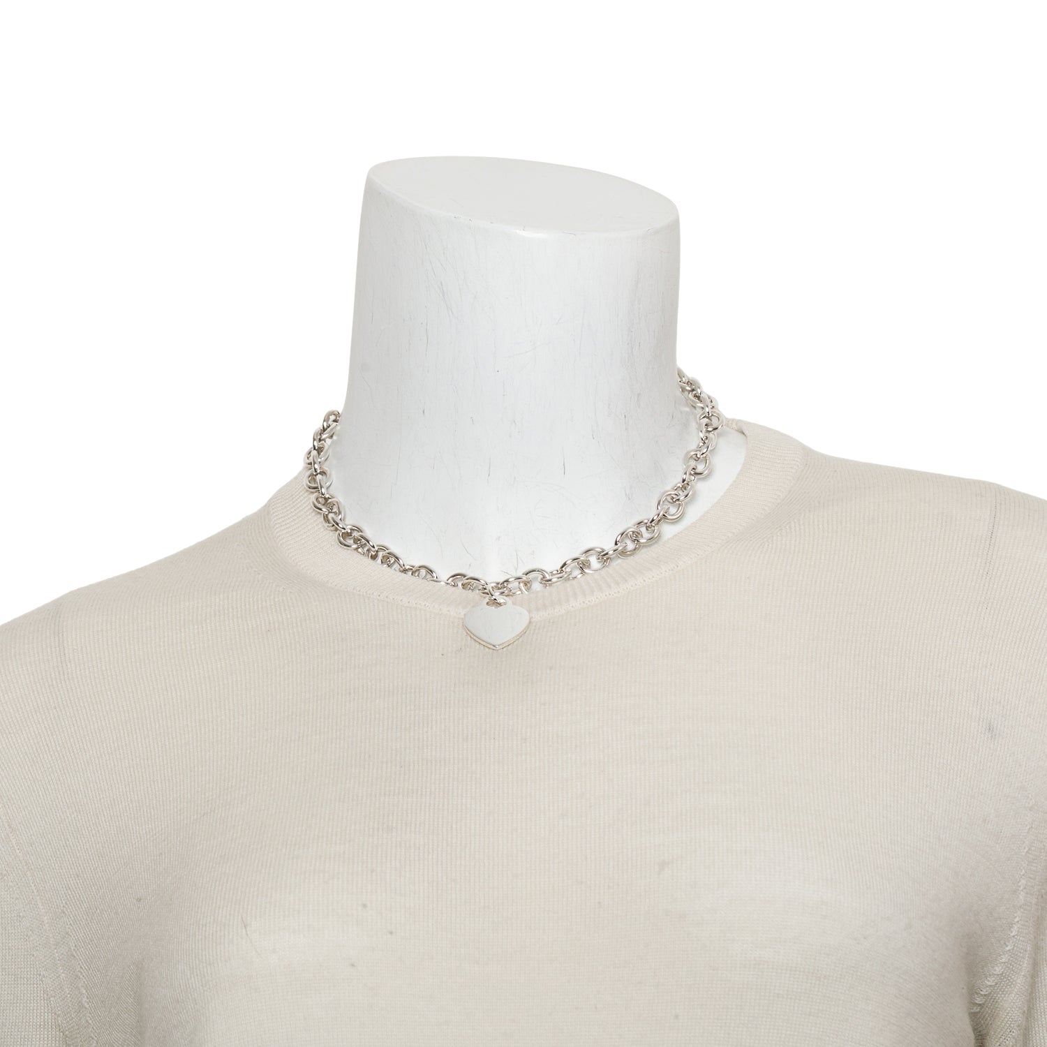 Tiffany & Co. Sterling Silver Heart Tag Chain Link Necklace