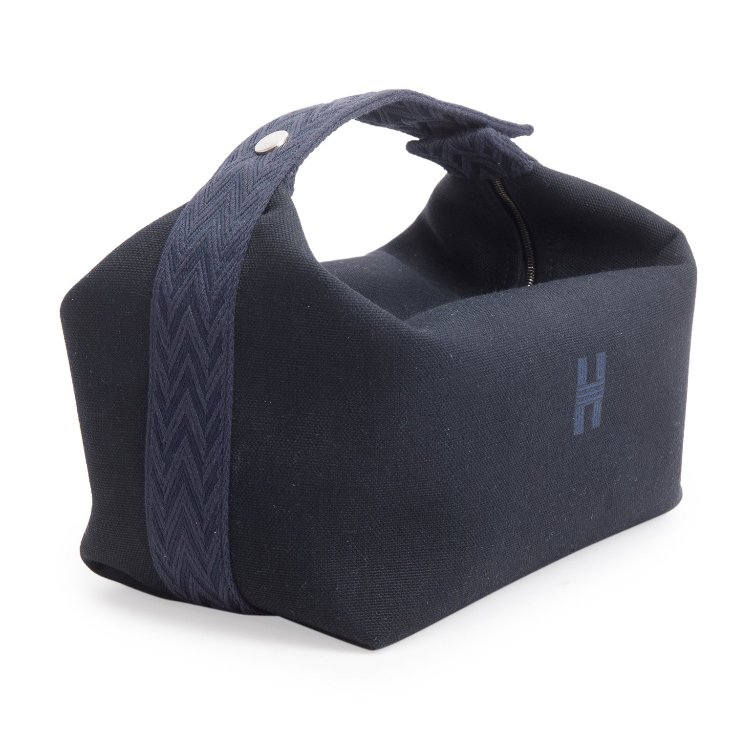 Hermes Bleu Nuit Canvas Large Bride-A-Brac Pouch