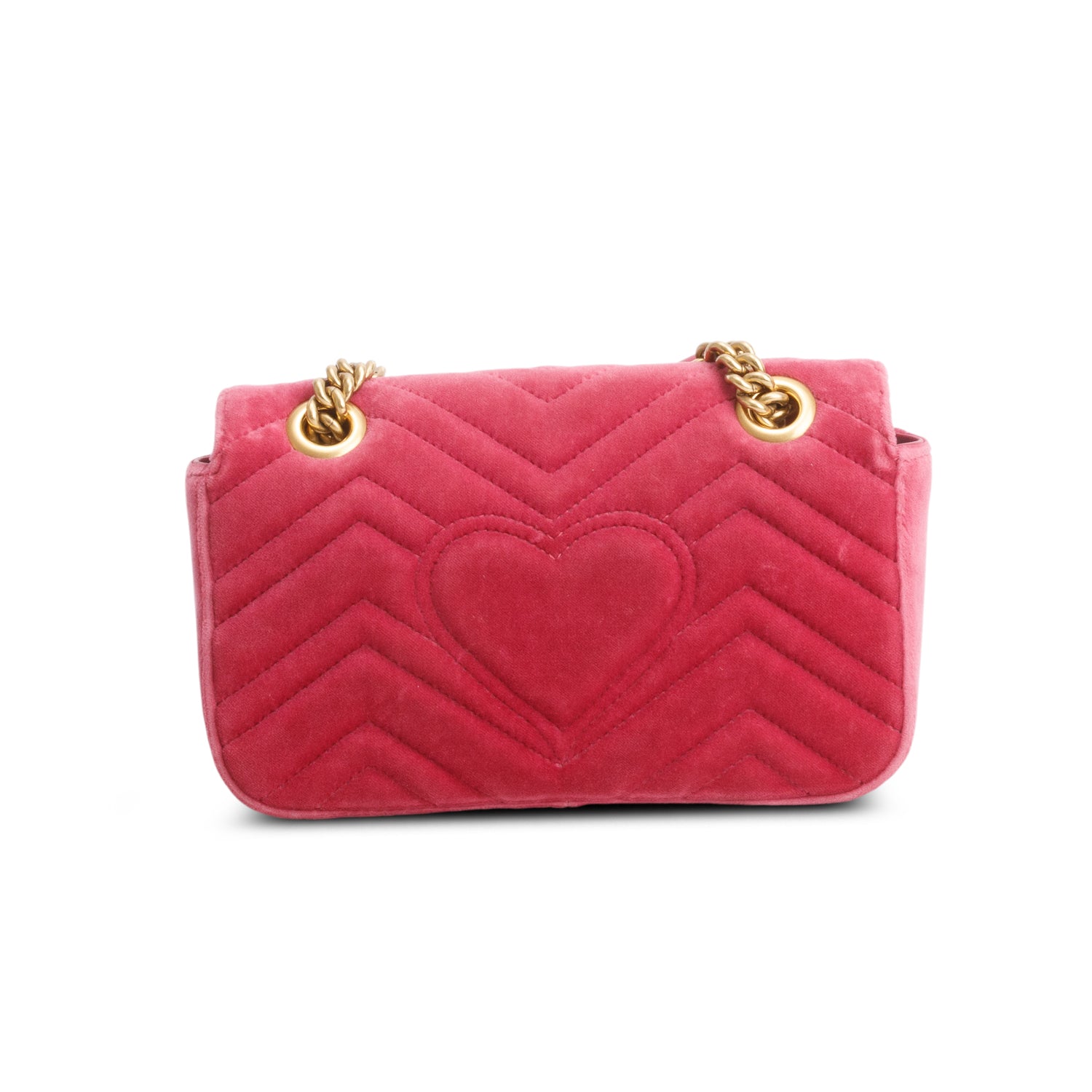 Gucci Pink Velvet Matelasse Small GG Marmont Shoulder Bag