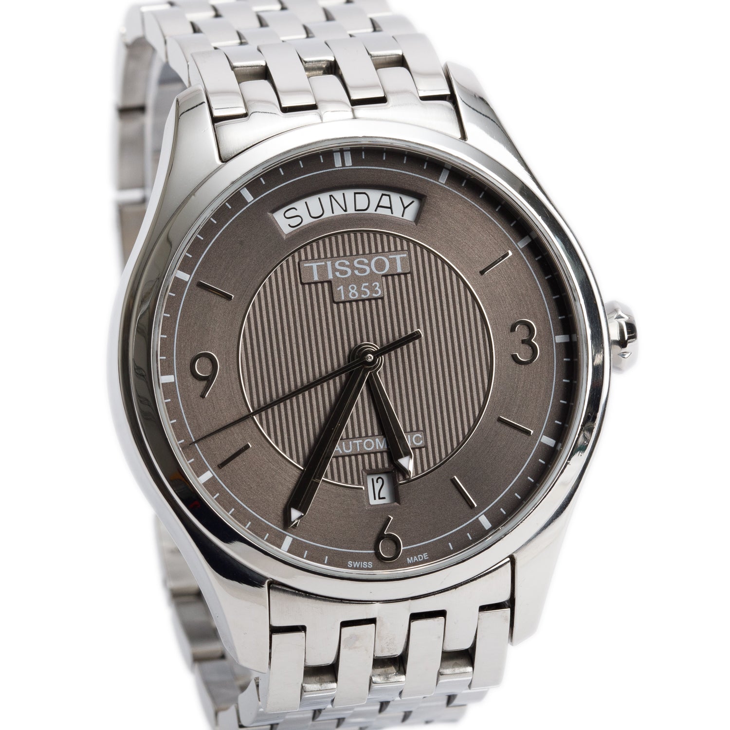 Tissot Stainless Steel T-One Day Date 38 MM Automatic Watch Grey Dial