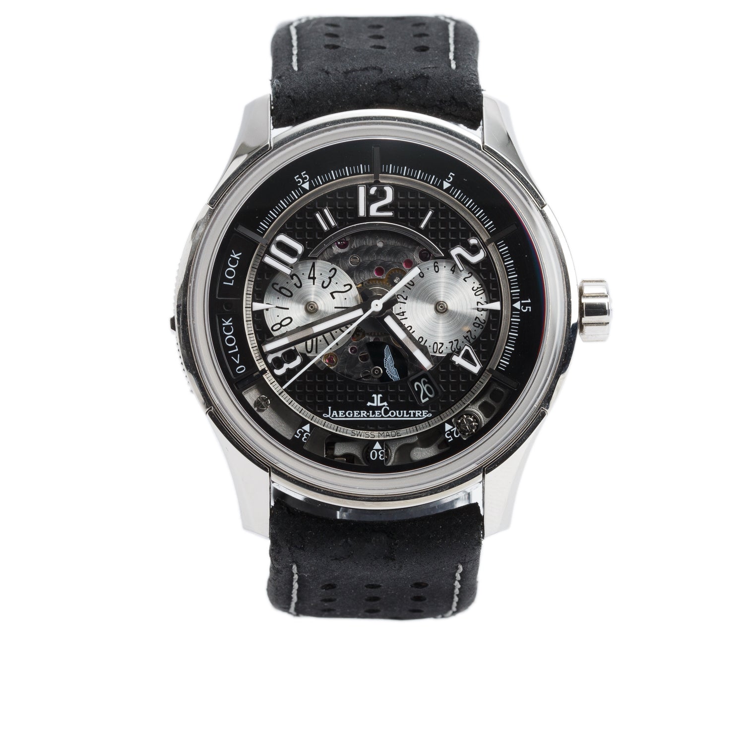 Jaeger LeCoultre AMVOX2 Stainless Steel Limited Edition Aston Martin 44 MM Automatic Chronograph DBS Watch w/ Box & Papers