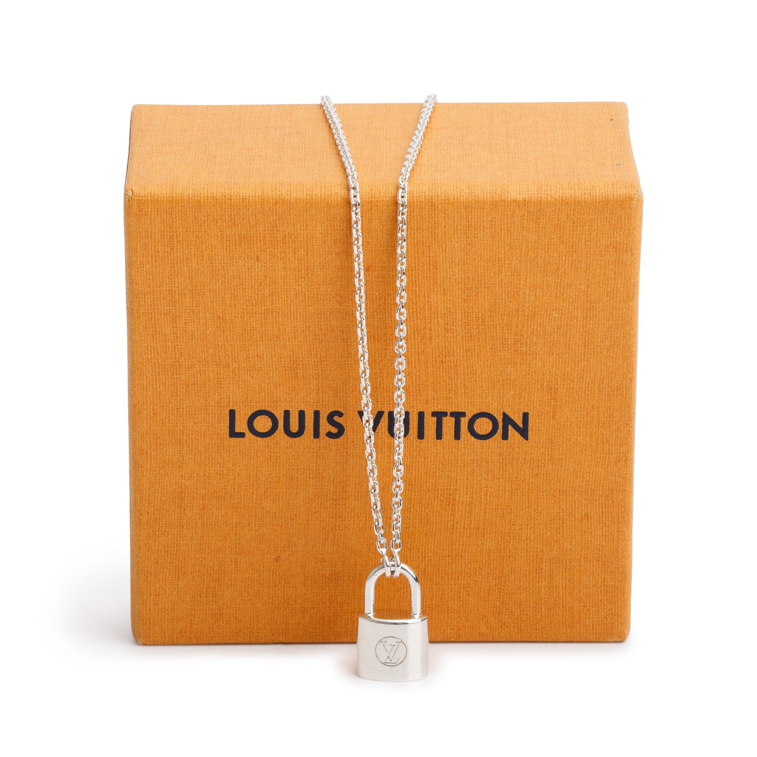 Louis Vuitton Sterling Silver Lockit Pendant Necklace w/ Box