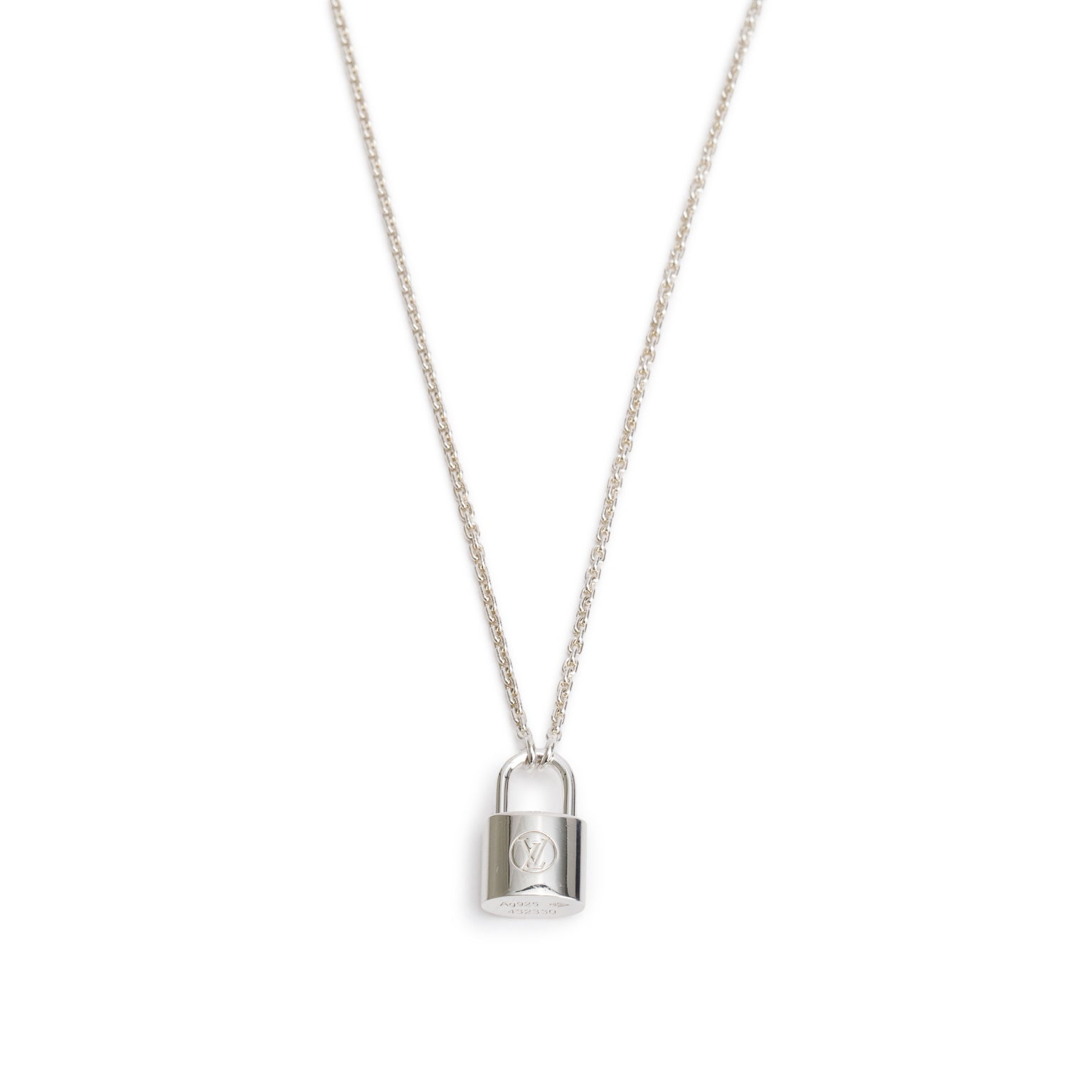 Louis Vuitton Sterling Silver Lockit Pendant Necklace w/ Box
