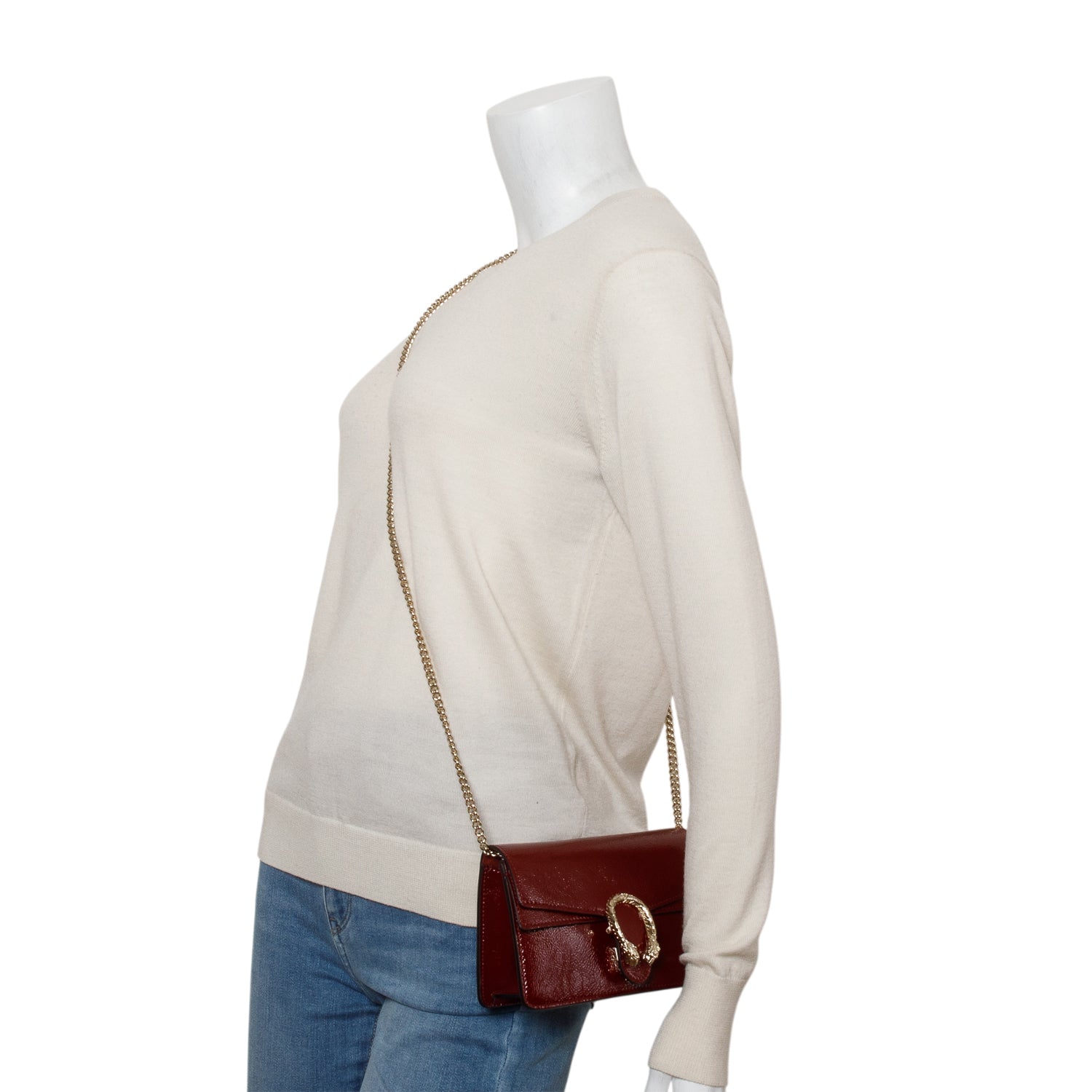 Gucci Red Crinkled Patent Super Mini Dionysus Shoulder Bag