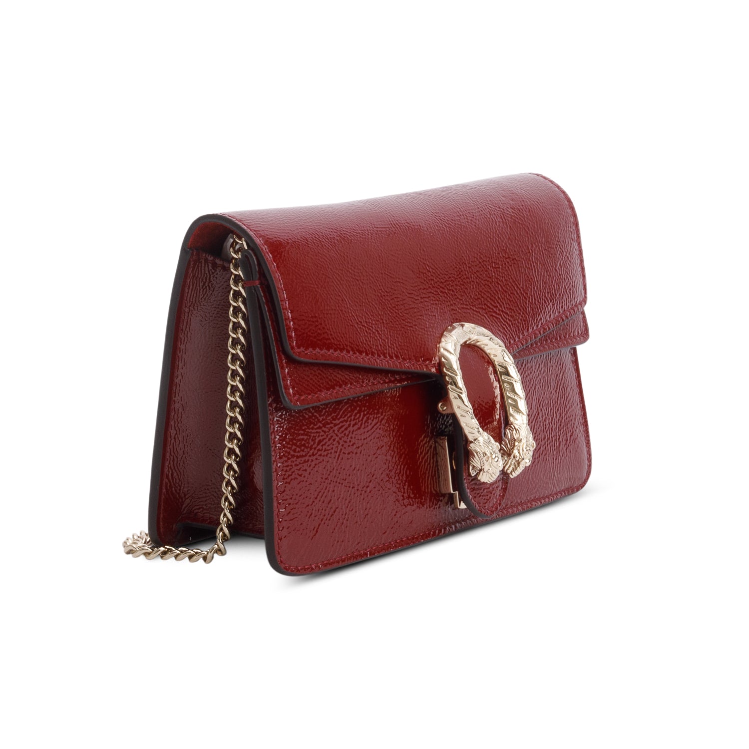 Gucci Red Crinkled Patent Super Mini Dionysus Shoulder Bag