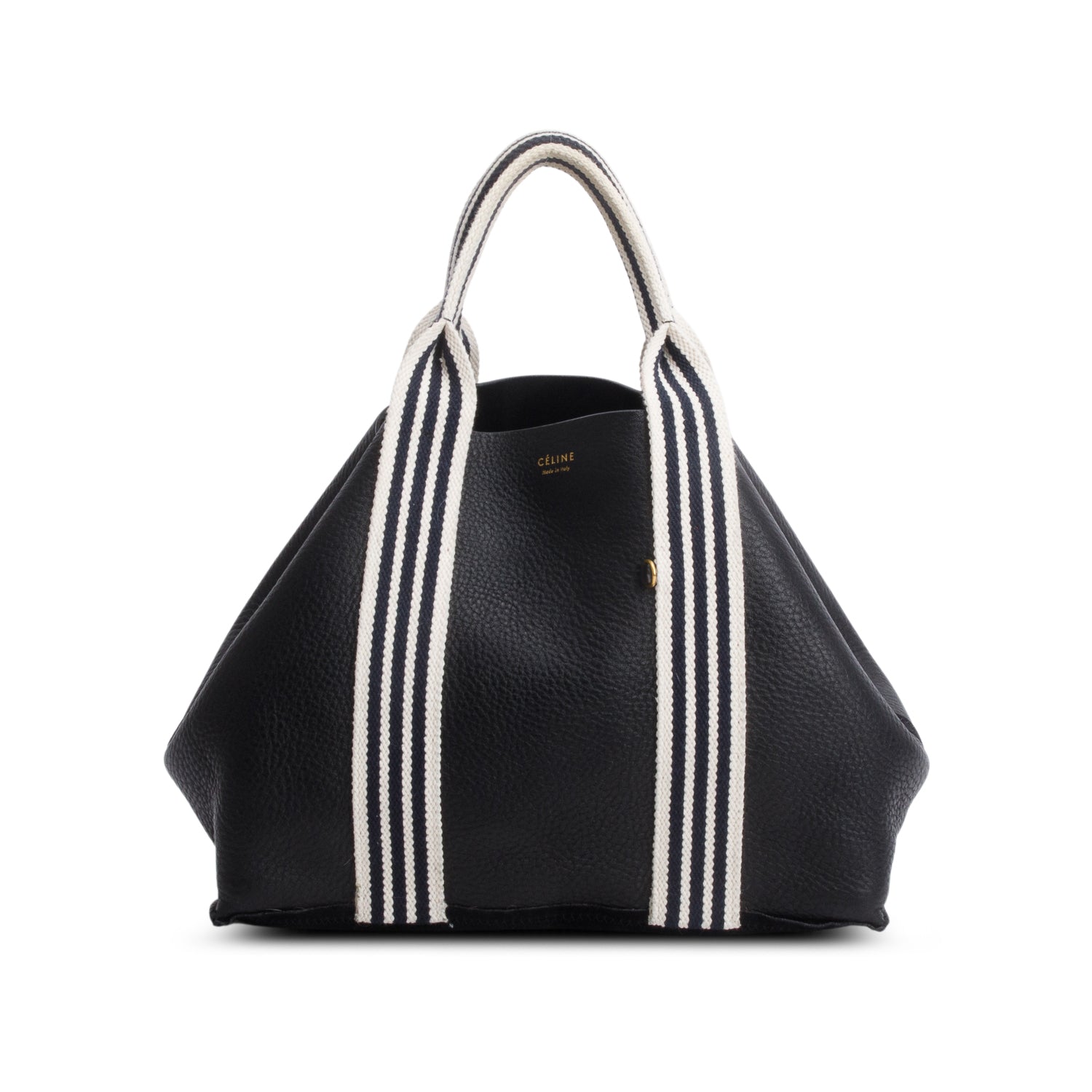 Celine Black Cabas Leather Suede Reversible Tote w/ Pouch