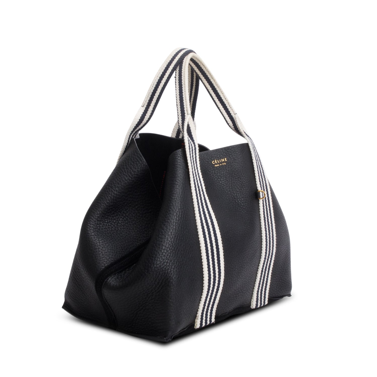 Celine Black Cabas Leather Suede Reversible Tote w/ Pouch