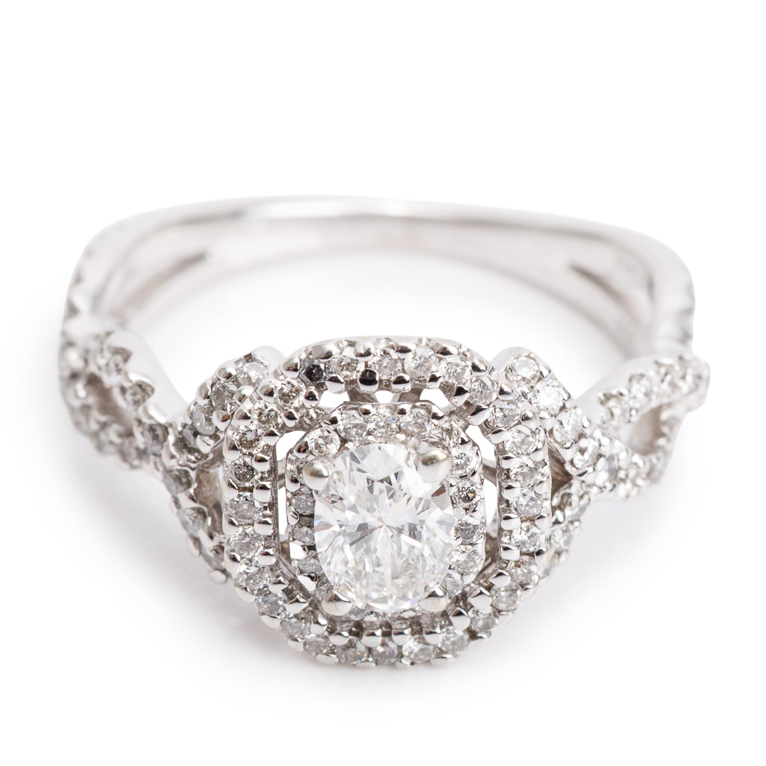 14k White Gold 0.45 ct. Oval Cut Diamond Engagement Ring, Size 6