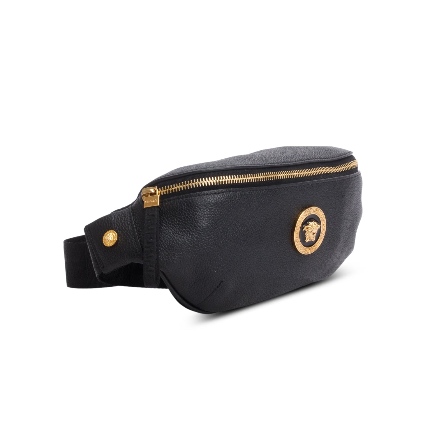 Versace Black Grained Calfskin Vanitas Medea Belt Bag