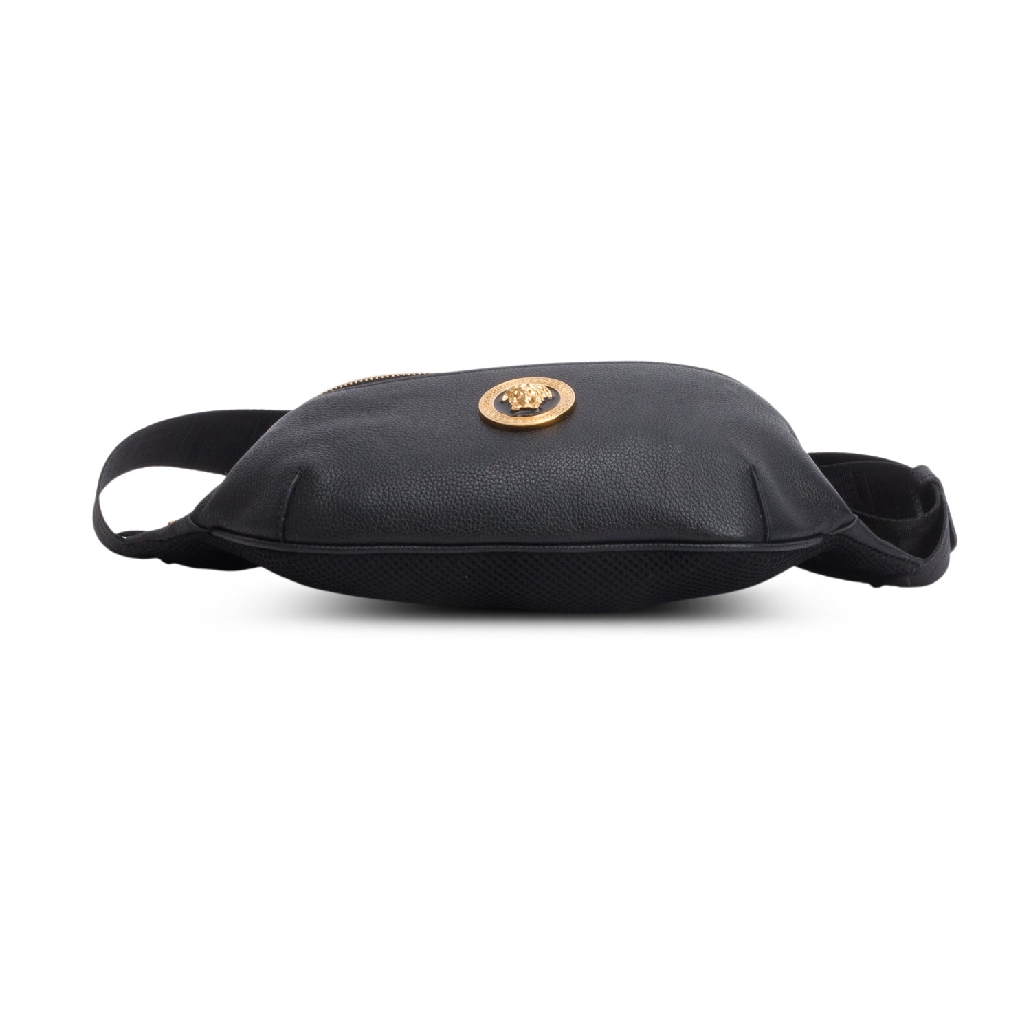 Versace Black Grained Calfskin Vanitas Medea Belt Bag