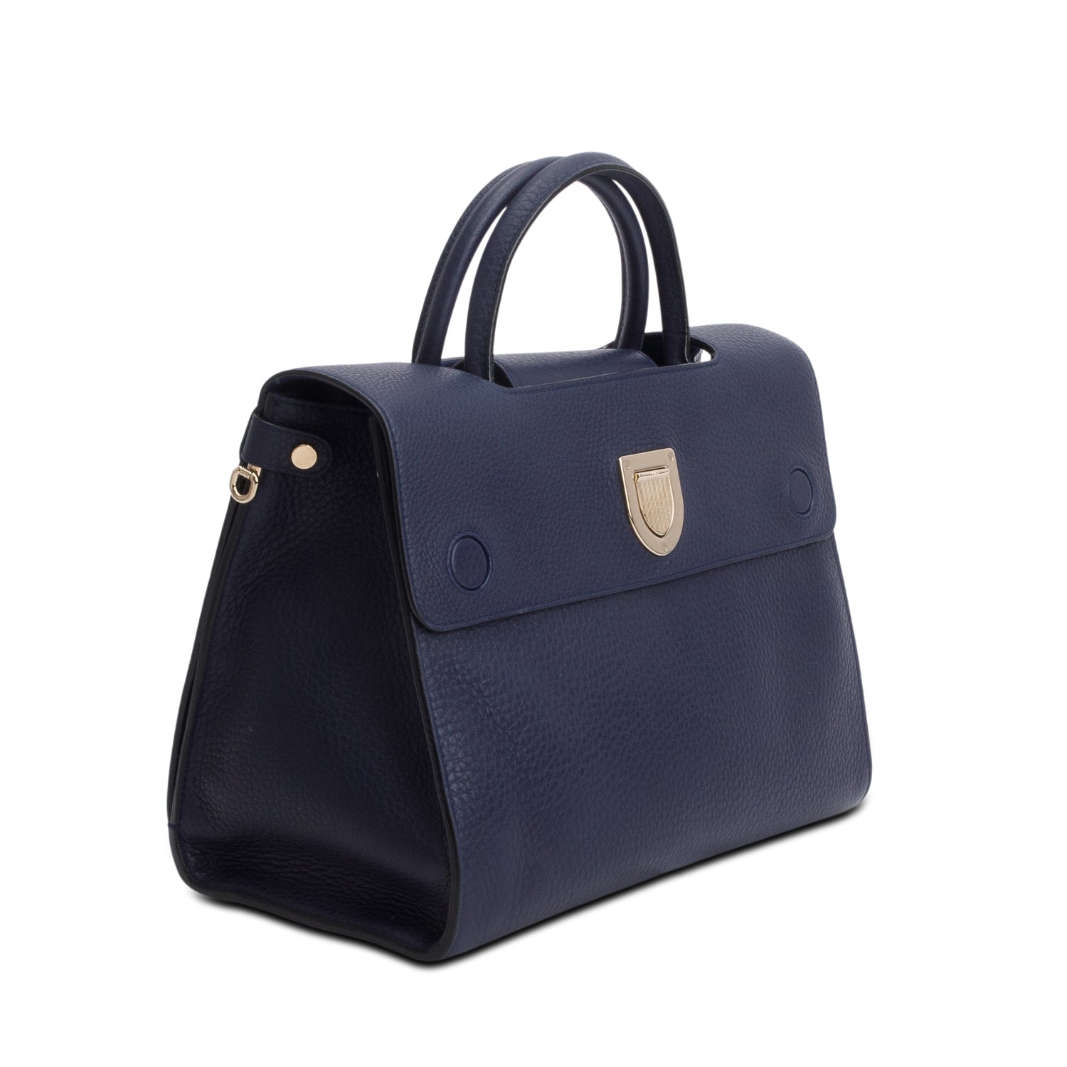 Christian Dior Blue Grained Calfskin Medium Diorever Flap w/ Authenticity Card & Strap