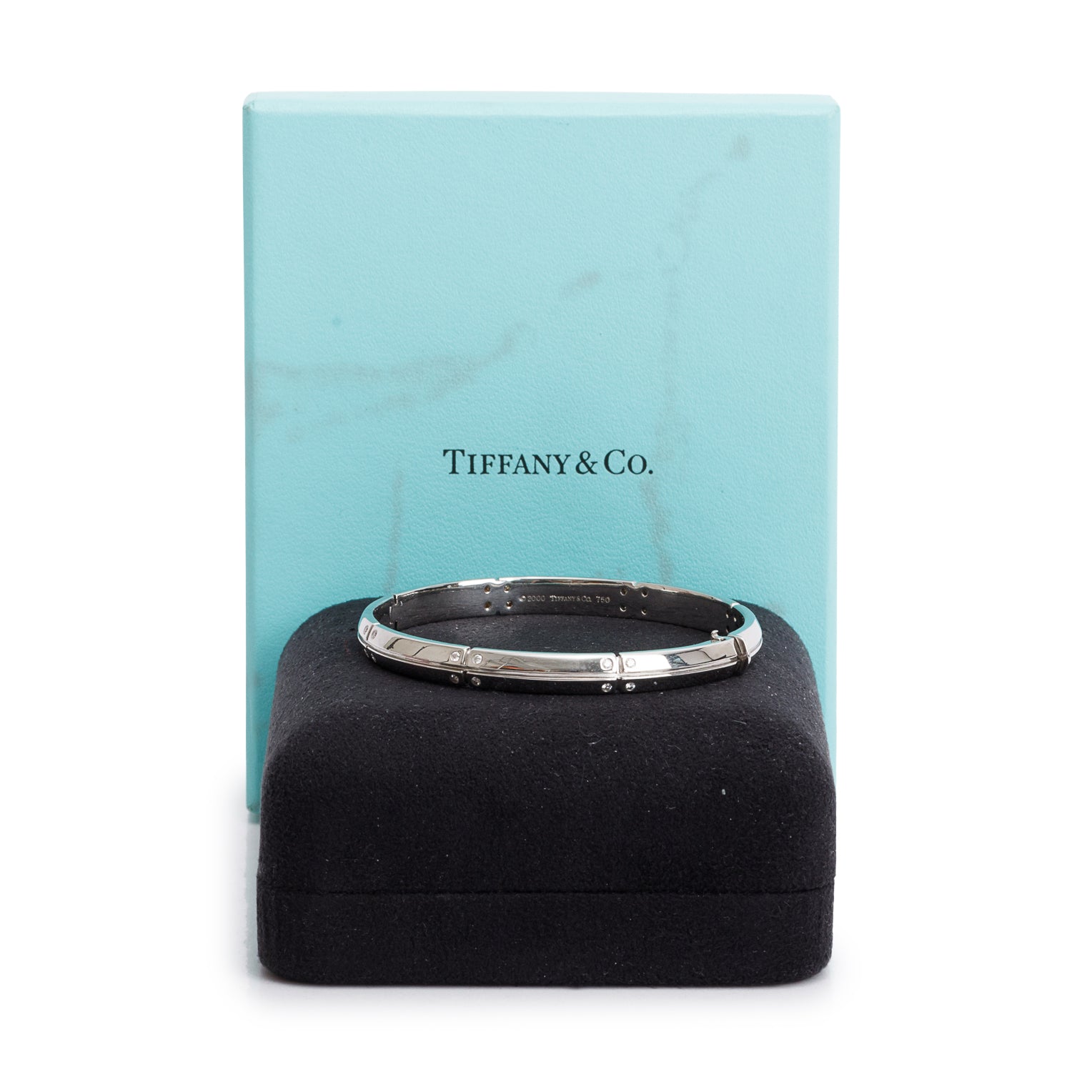 Tiffany & Co. 18k White Gold Diamond Streamerica Bangle Bracelet w/ Box