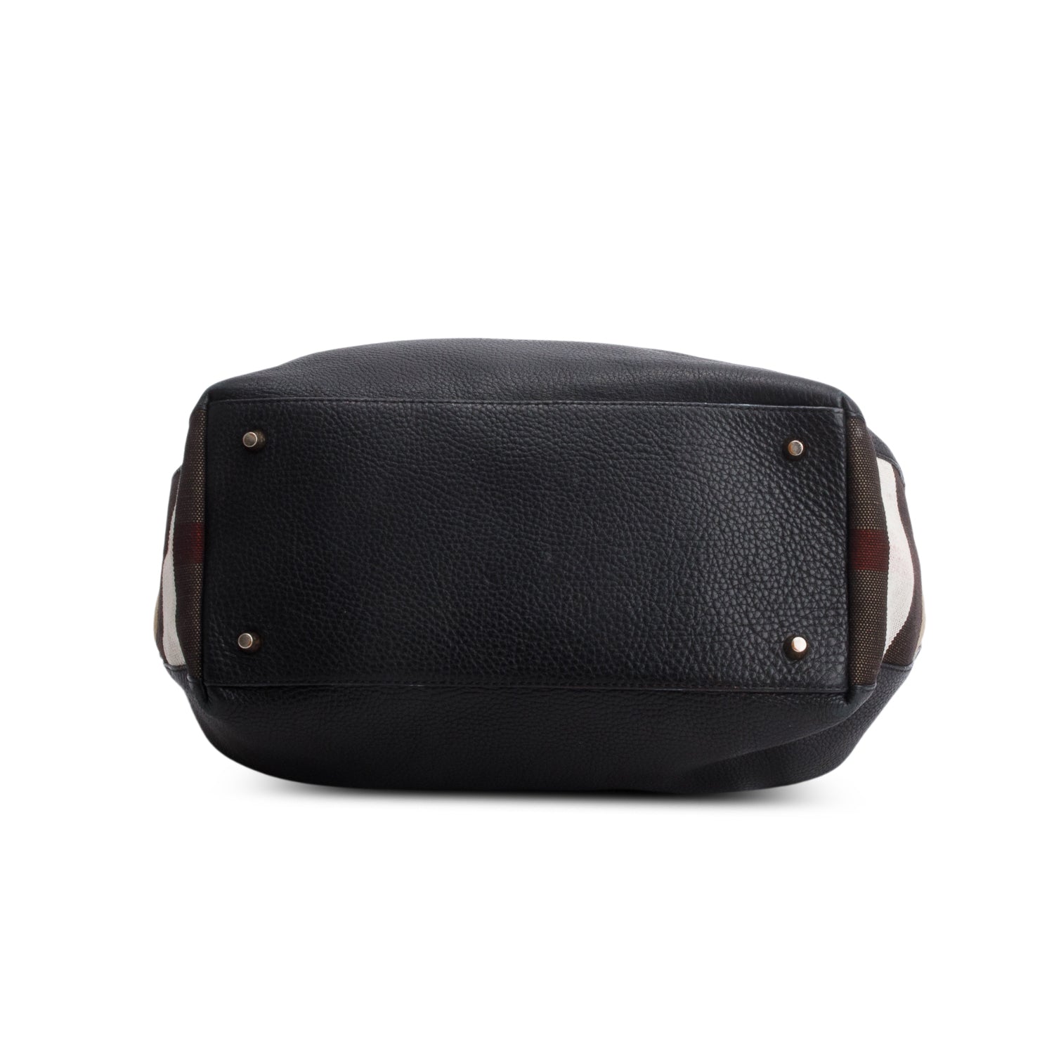 Burberry Black Grainy Calfskin House Check Medium Maidstone