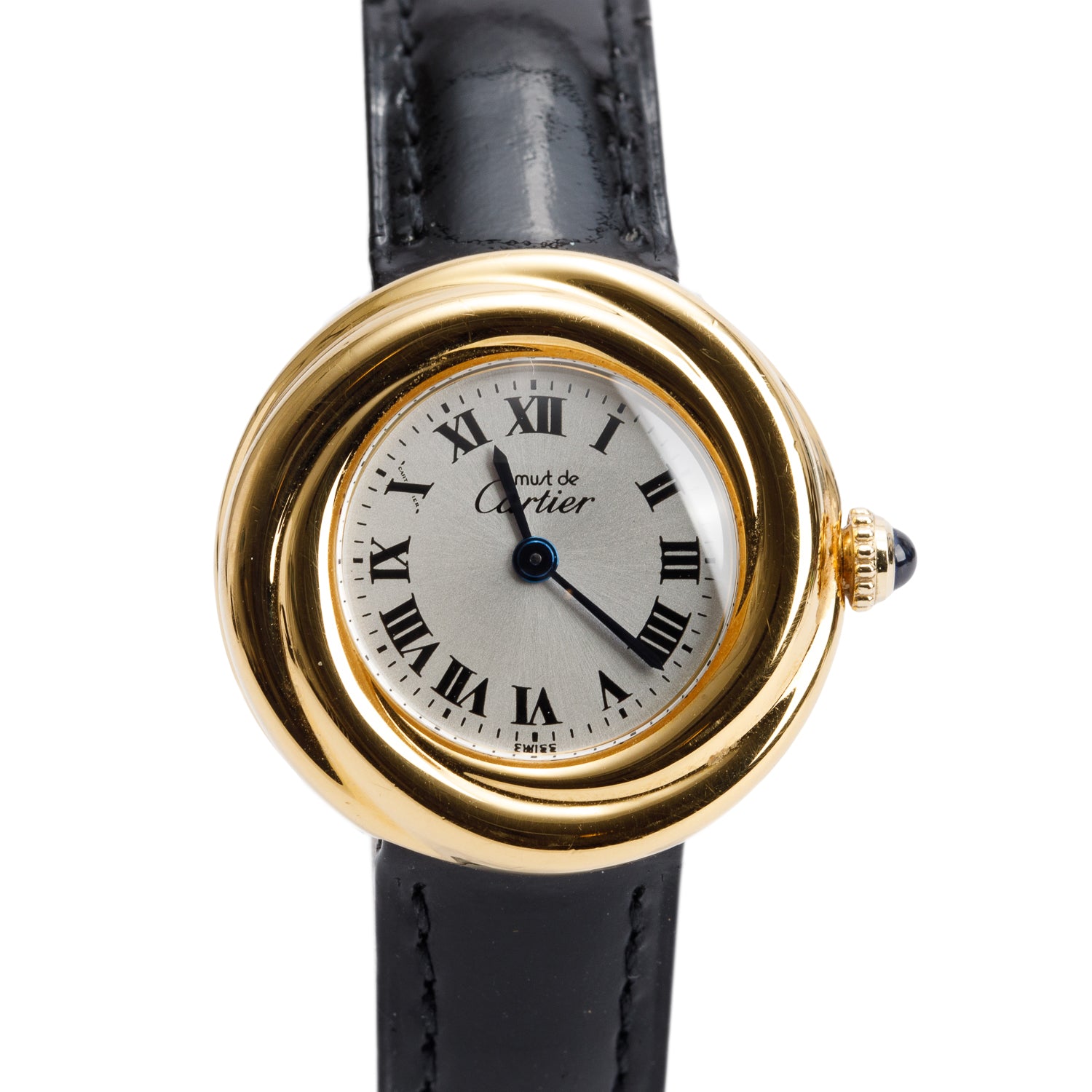 Cartier 18k Gold Vermeil Sterling Silver Must De Cartier Trinity 27 MM Watch Silver Dial 2735