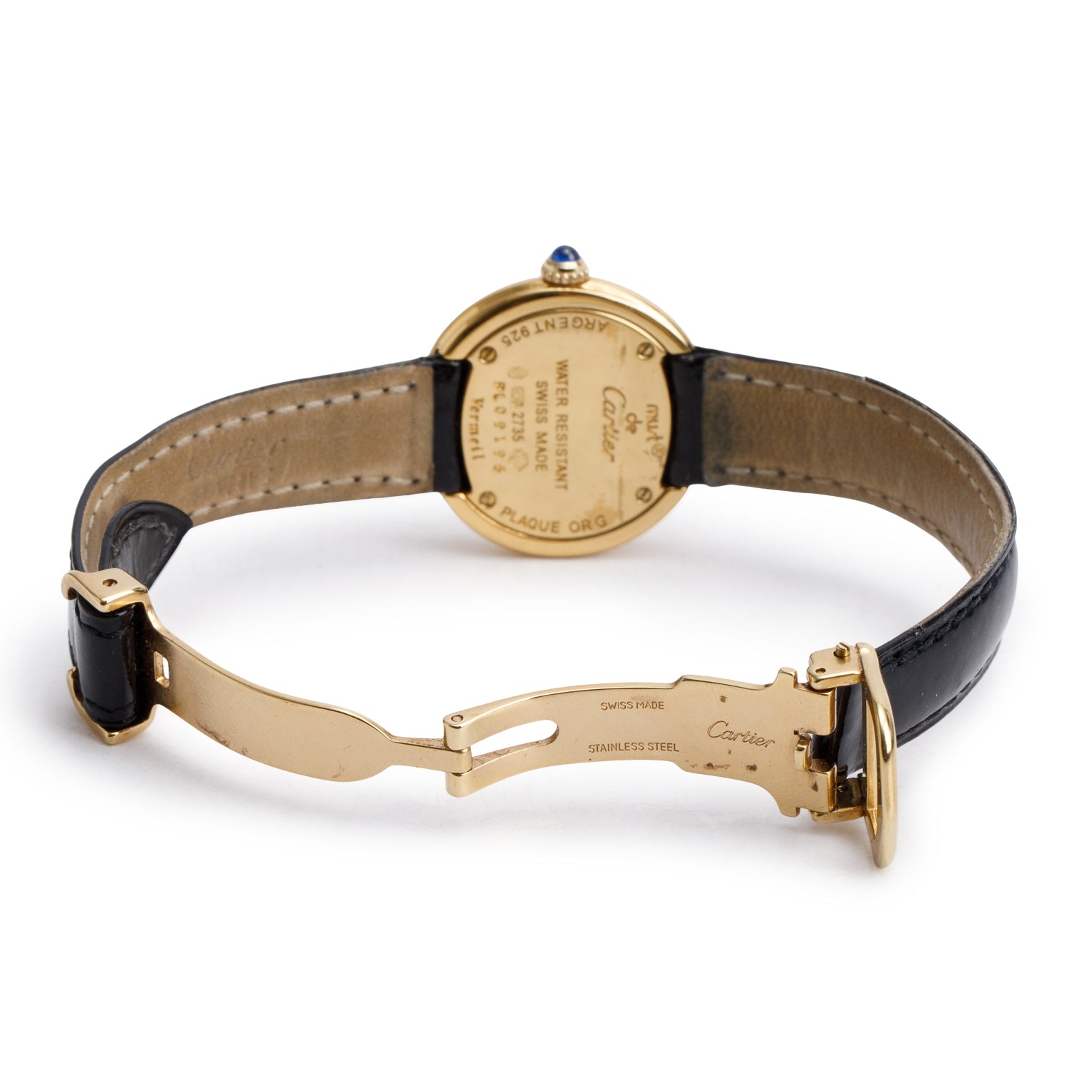 Cartier 18k Gold Vermeil Sterling Silver Must De Cartier Trinity 27 MM Watch Silver Dial 2735
