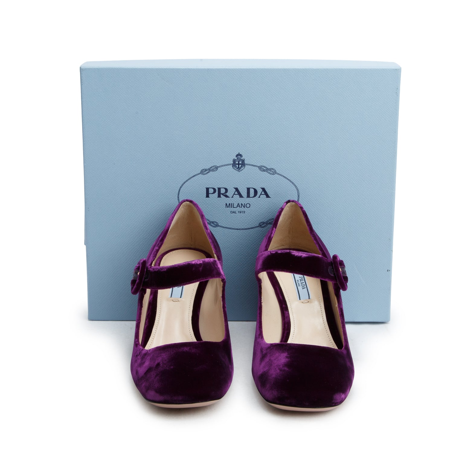 Prada Purple Suede Mary Jane Block Heels, Women's Size 40 w/ Box