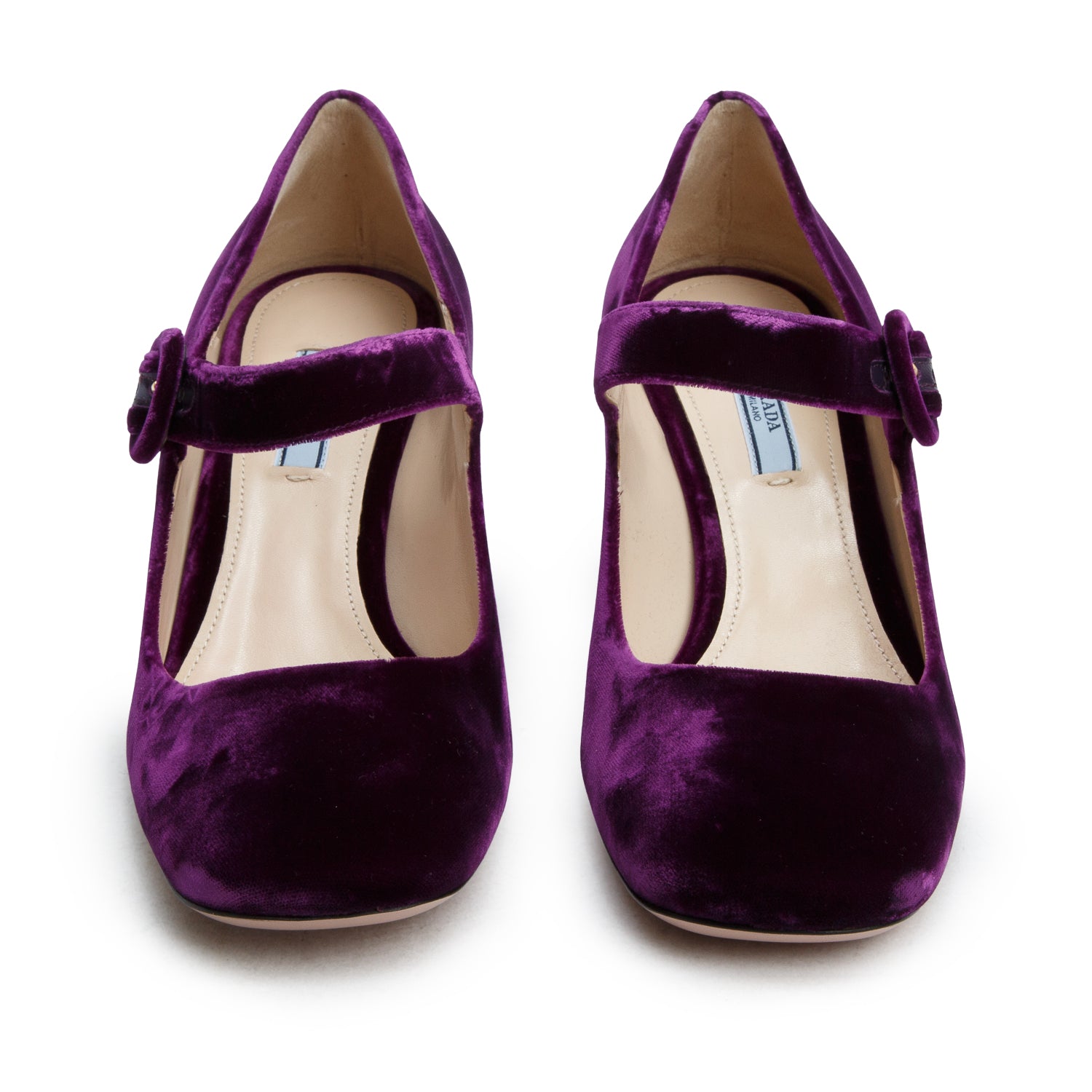 Prada Purple Suede Mary Jane Block Heels, Women's Size 40 w/ Box