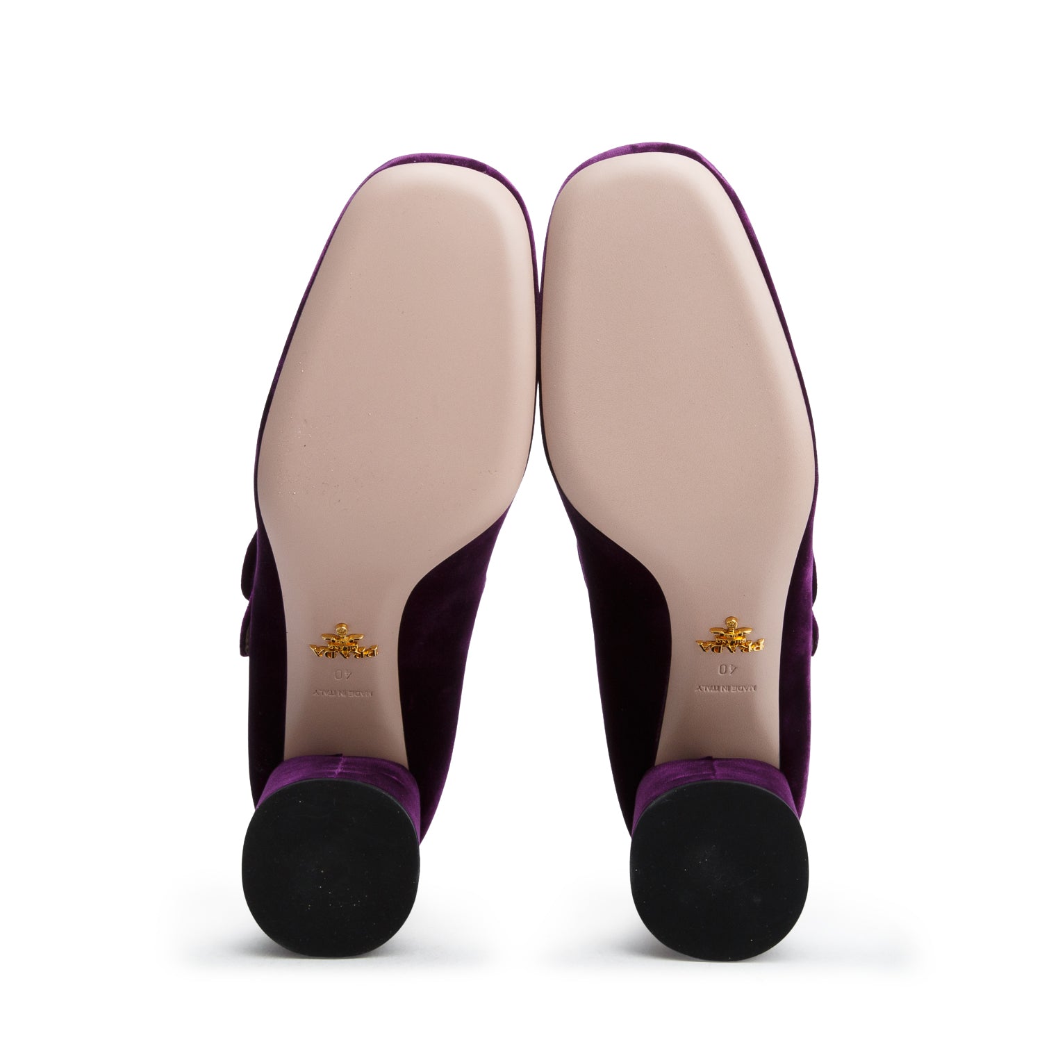 Prada Purple Suede Mary Jane Block Heels, Women's Size 40 w/ Box