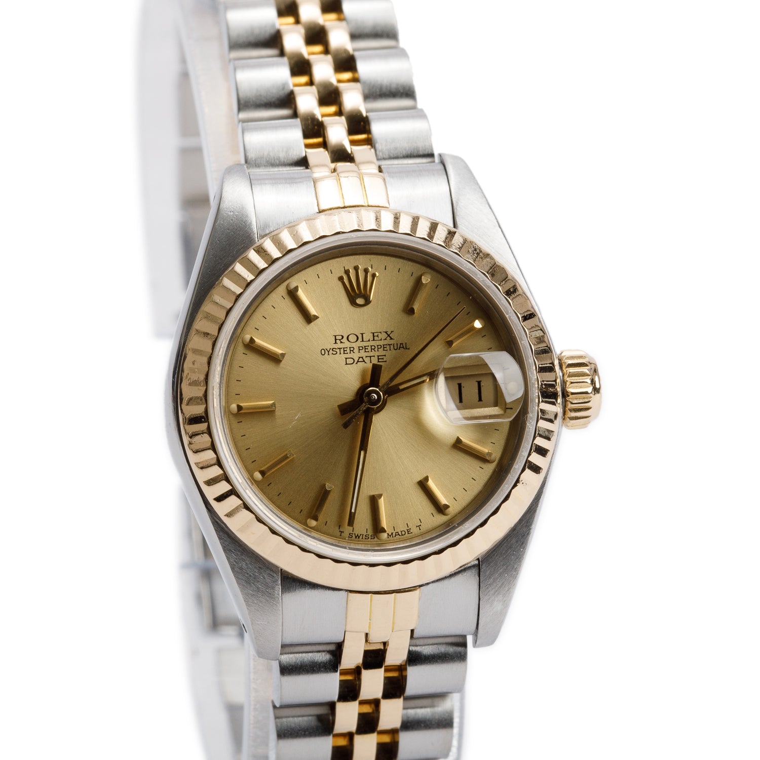 Rolex Stainless Steel & 18k Yellow Gold Datejust 26 MM Automatic Watch Champagne Dial 69173