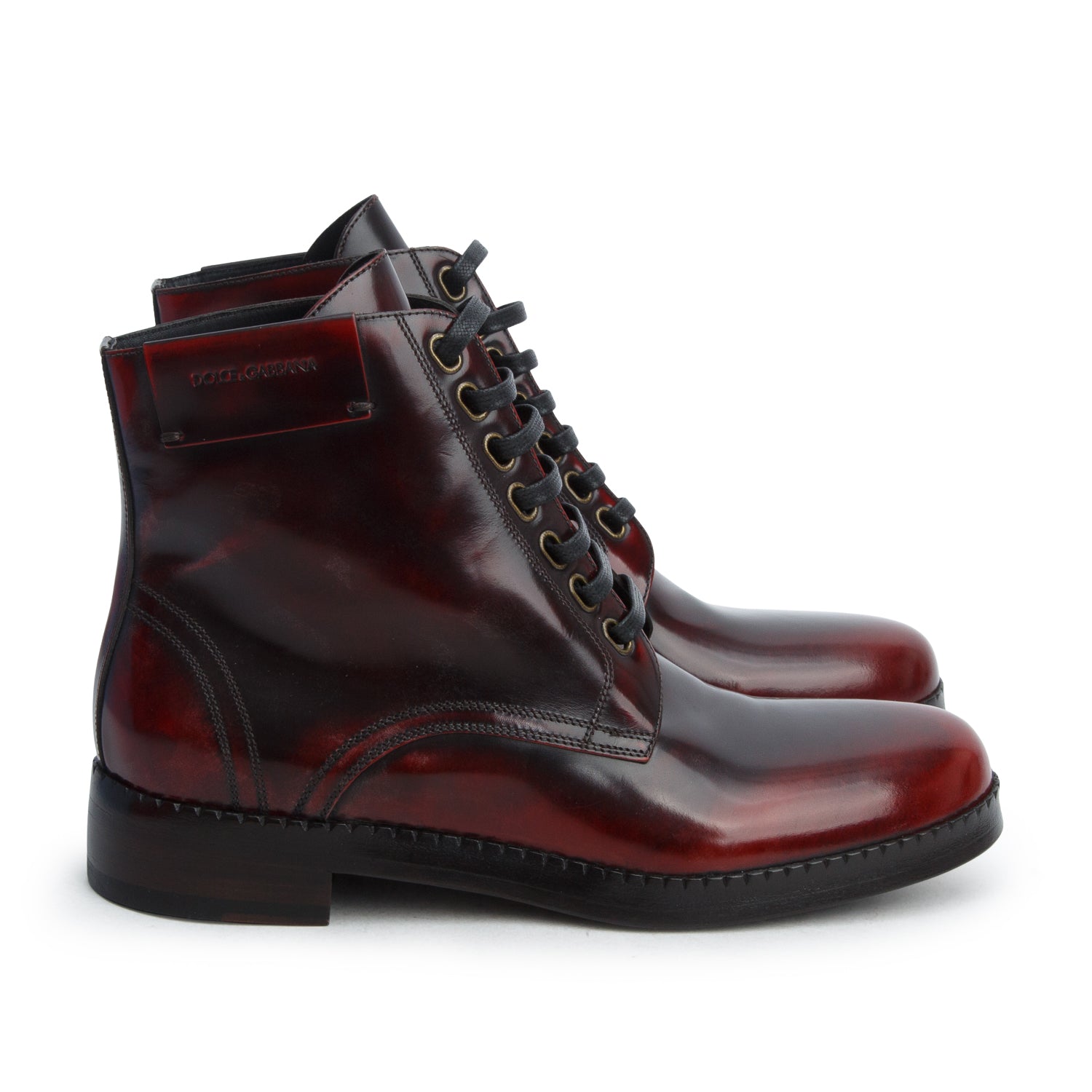 Dolce & Gabbana Red Vitello Spazzola Tronchetto Biker Boots, Women's Size 40 w/ Box