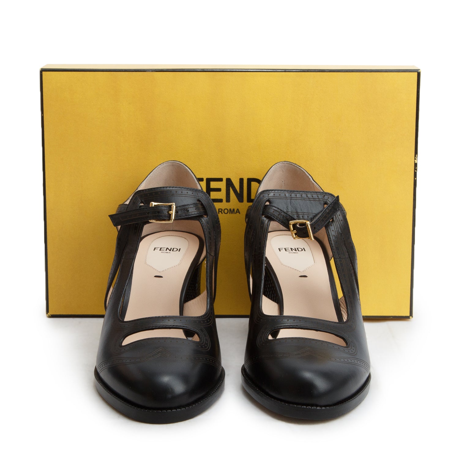 Fendi Black Vitello Leather Lizard Chameleon Wing Top Ankle Strap Pumps, Women's Size 40