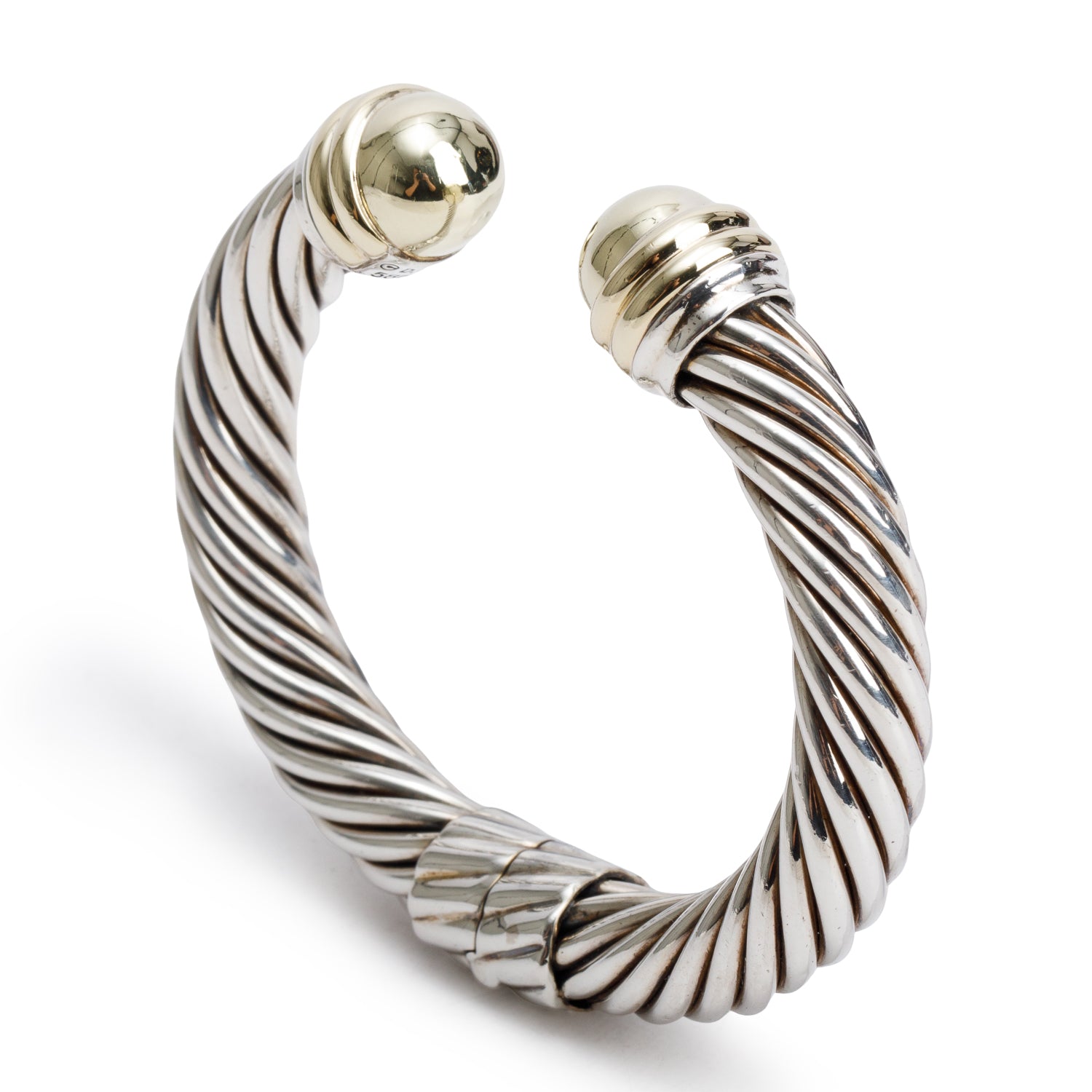 David Yurman Sterling Silver & 14k Yellow Gold 10MM Cable Classics Hinged Bracelet