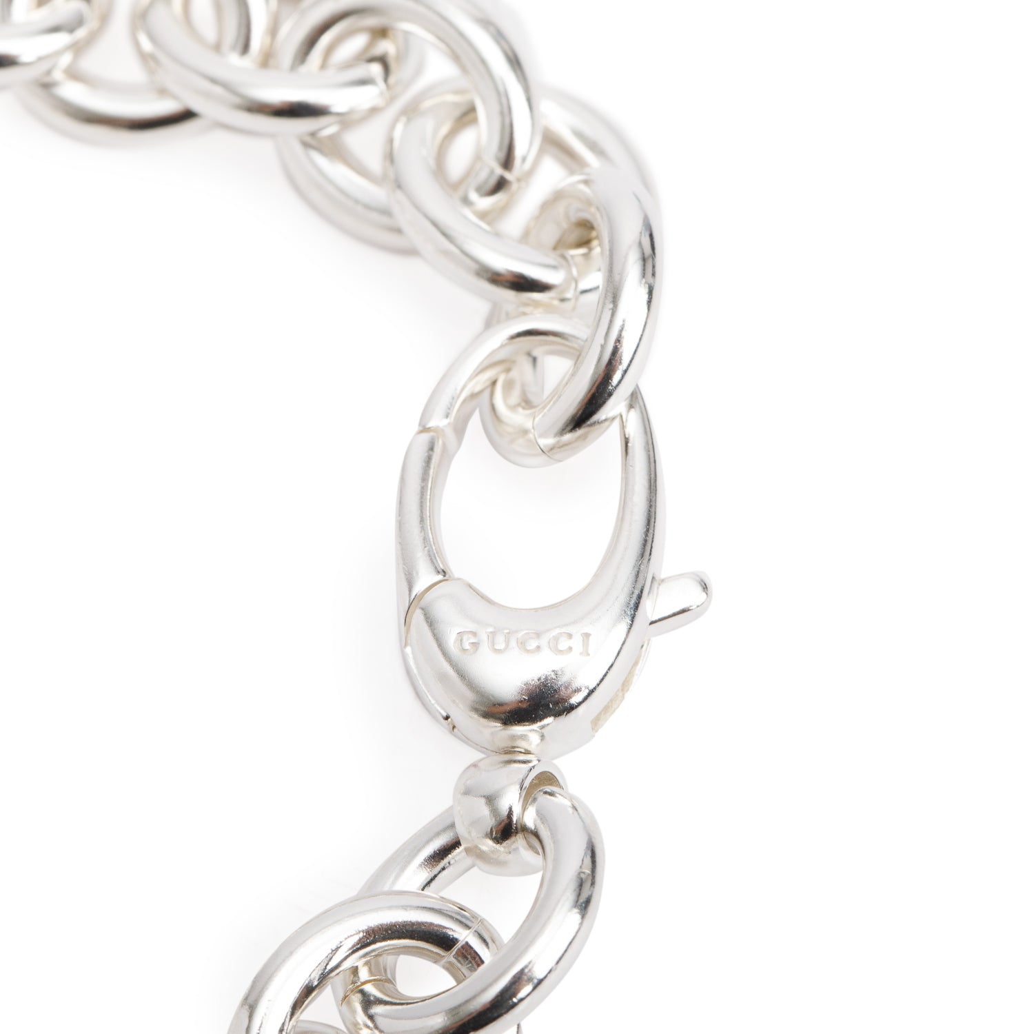 Gucci Sterling Silver Dog Tag Charm Bracelet