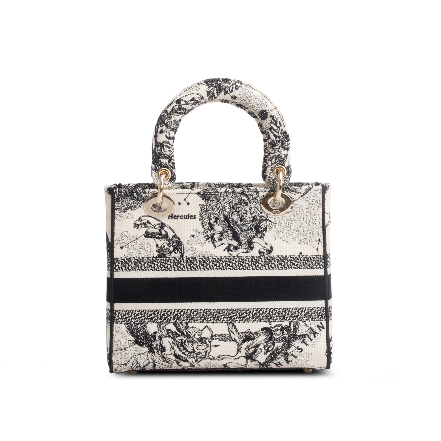 Christian Dior 2022 Blue Canvas Embroidered Zodiac Toile de Jouy Medium Lady D-Lite w/ Box, Authenticity Card & Strap