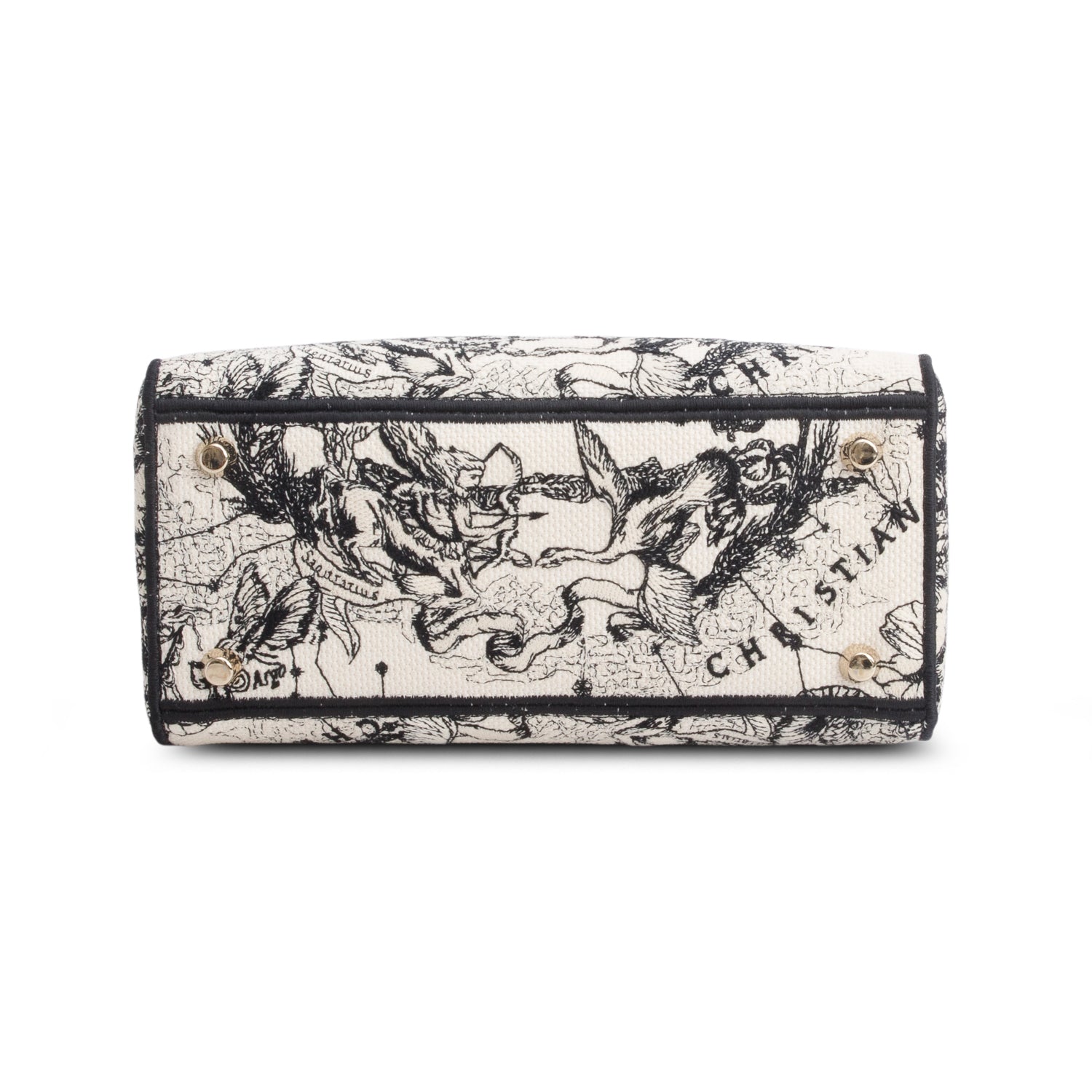 Christian Dior 2022 Blue Canvas Embroidered Zodiac Toile de Jouy Medium Lady D-Lite w/ Box, Authenticity Card & Strap