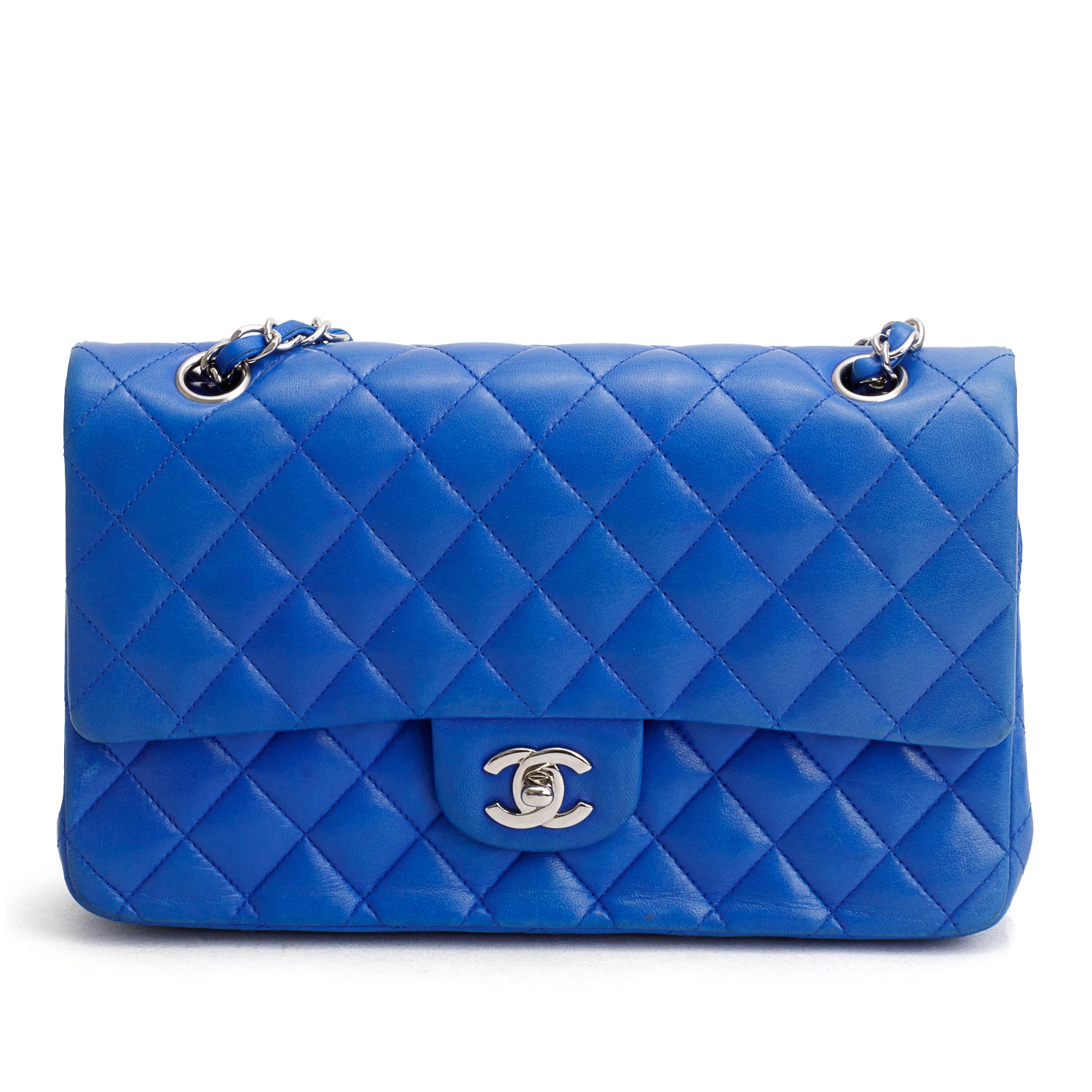 Chanel Blue Lambskin Quilted Leather Classic Medium Double Flap Bag