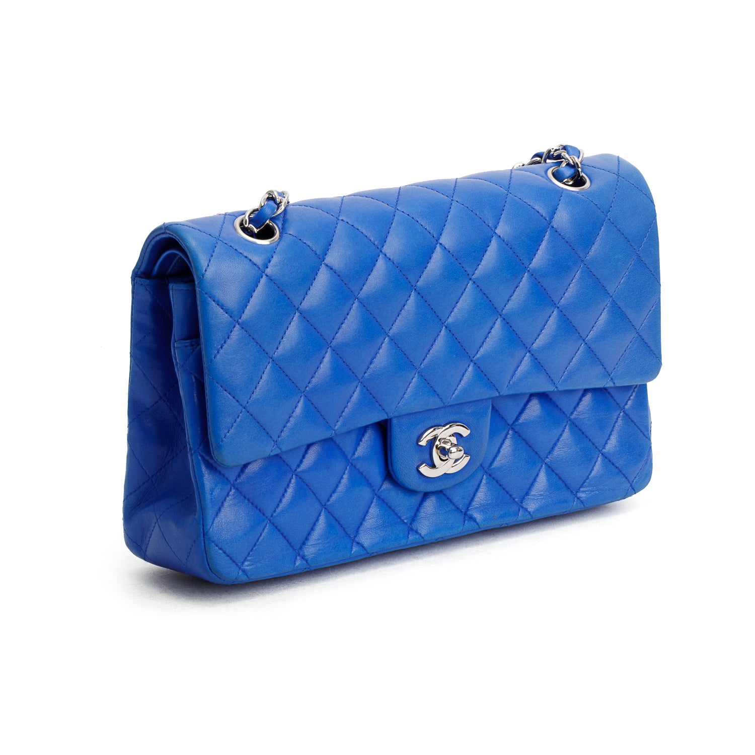 Chanel Blue Lambskin Quilted Leather Classic Medium Double Flap Bag