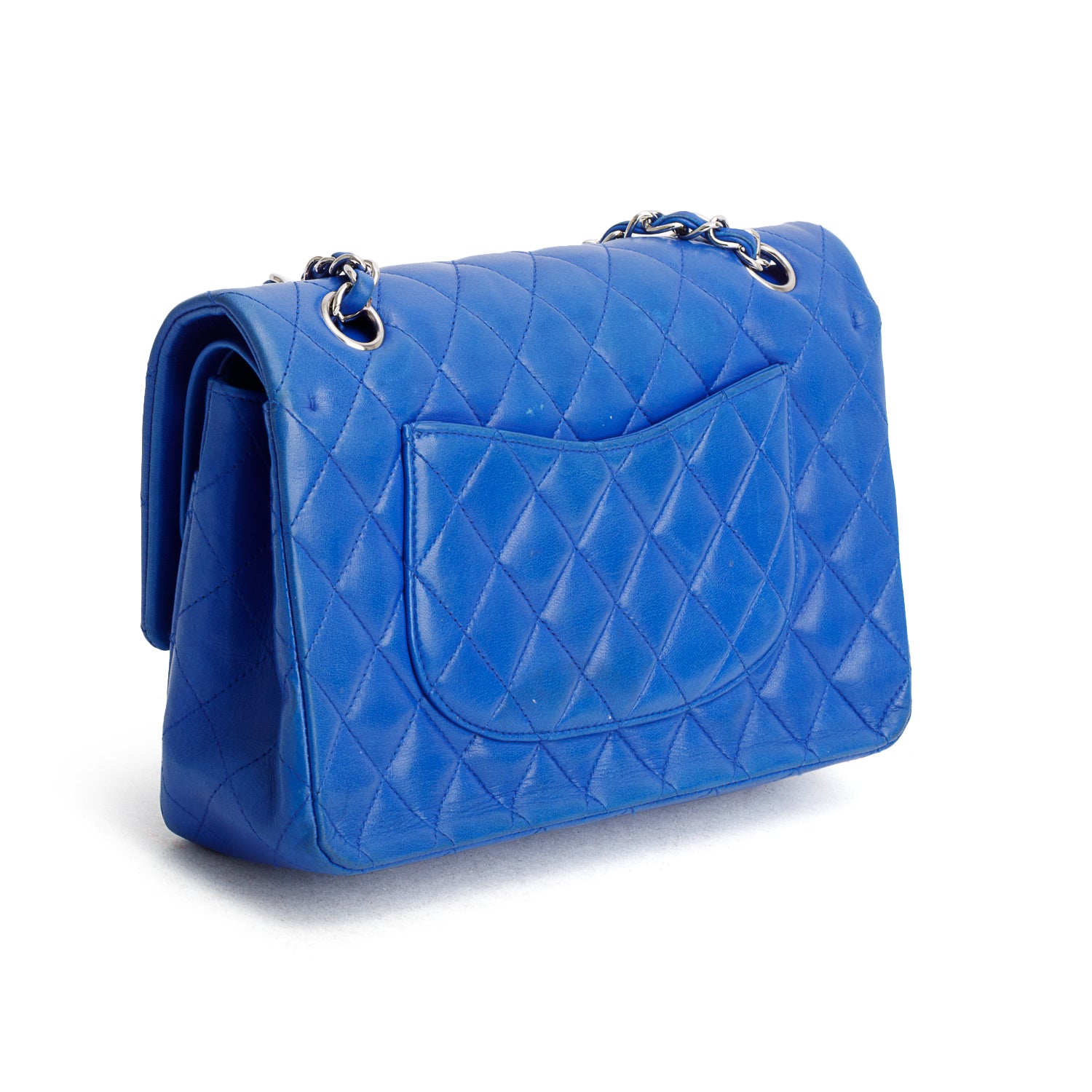 Chanel Blue Lambskin Quilted Leather Classic Medium Double Flap Bag