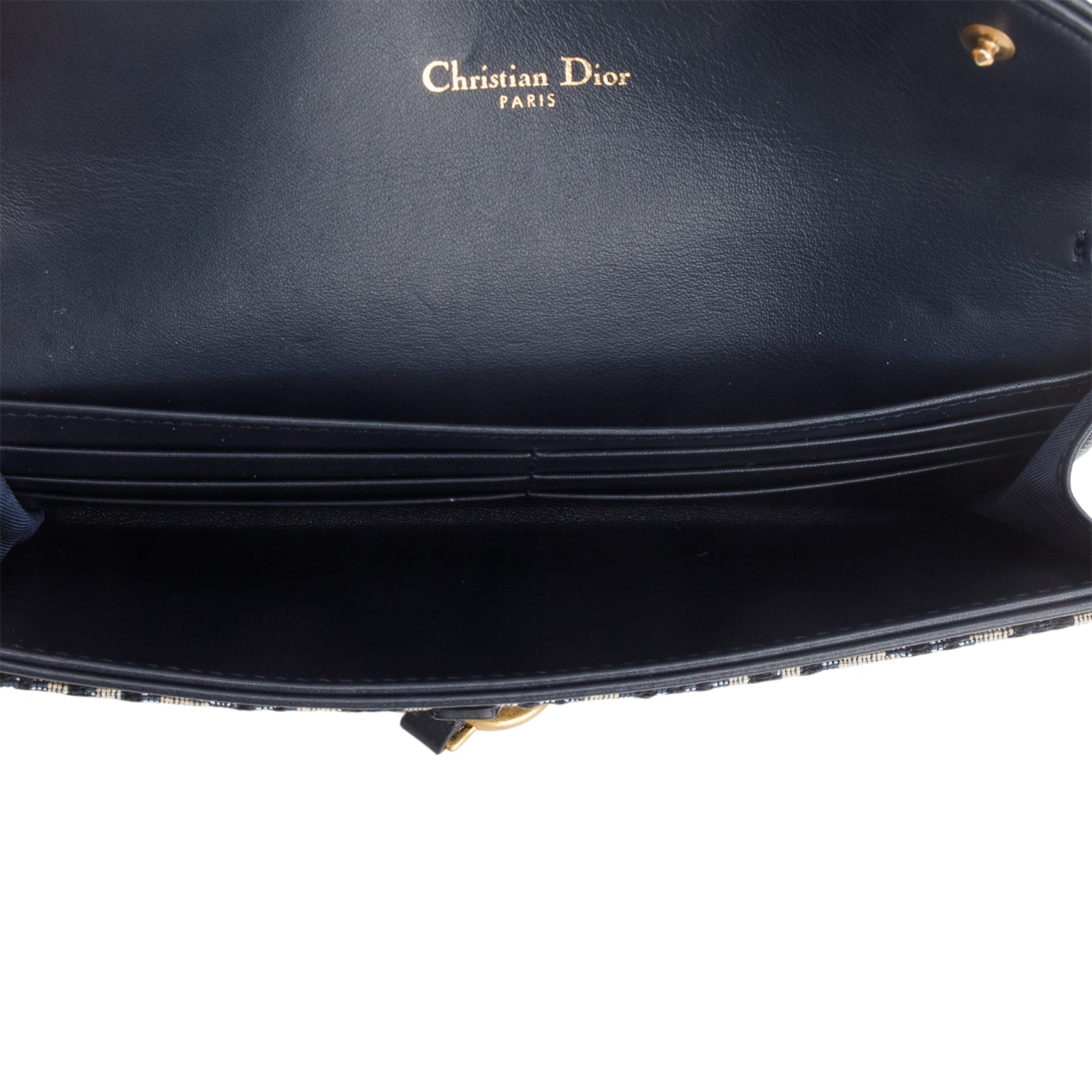 Christian Dior 2022 Blue Oblique Small Saddle Chain Pouch w/ Box & Pouch