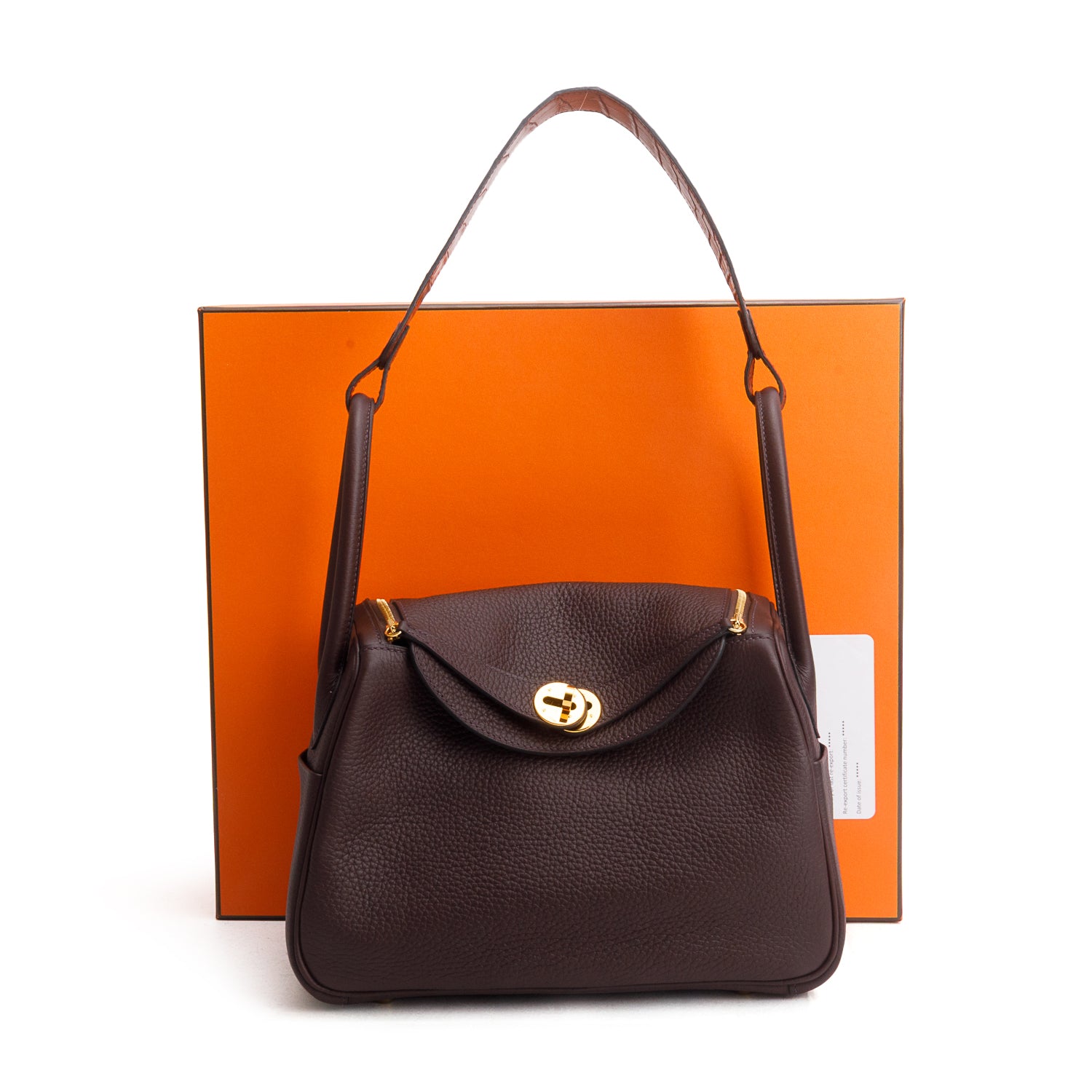 Hermes 2021 Rouge Sellier/Bourgogne Taurillon Clemence Crocodile Niloticus Lindy Touch 26 w/ Box