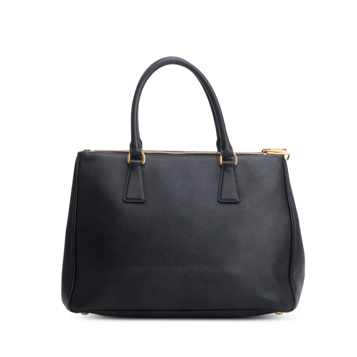 Prada Black Saffiano Lux Medium Double Zip Galleria Tote