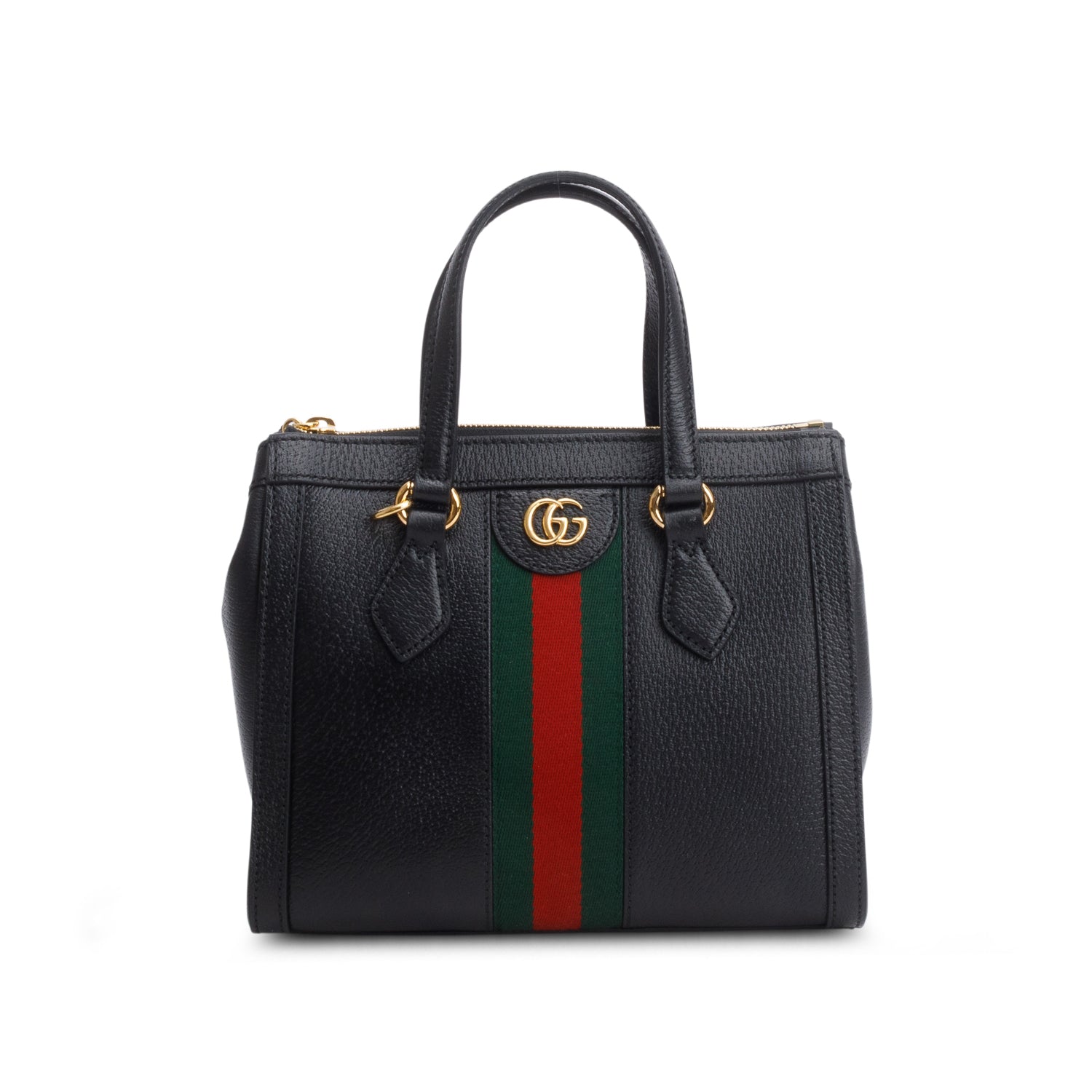 Gucci Black Textured Calfskin Web Small Ophidia Tote Bag w/ Box & Strap