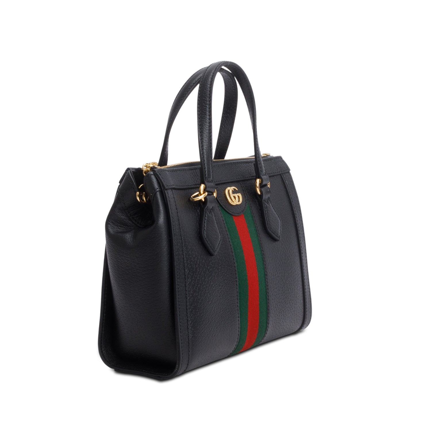 Gucci Black Textured Calfskin Web Small Ophidia Tote Bag w/ Box & Strap
