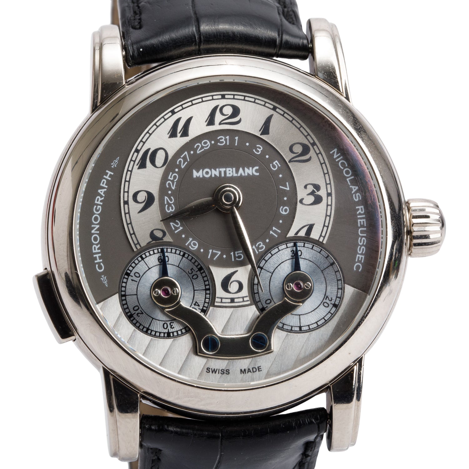Montblanc 2022 Limited Edition 18k White Gold Nicolas Rieussec 43 MM Chronograph Automatic Watch Silver/Grey Dial 102333 w/ Papers