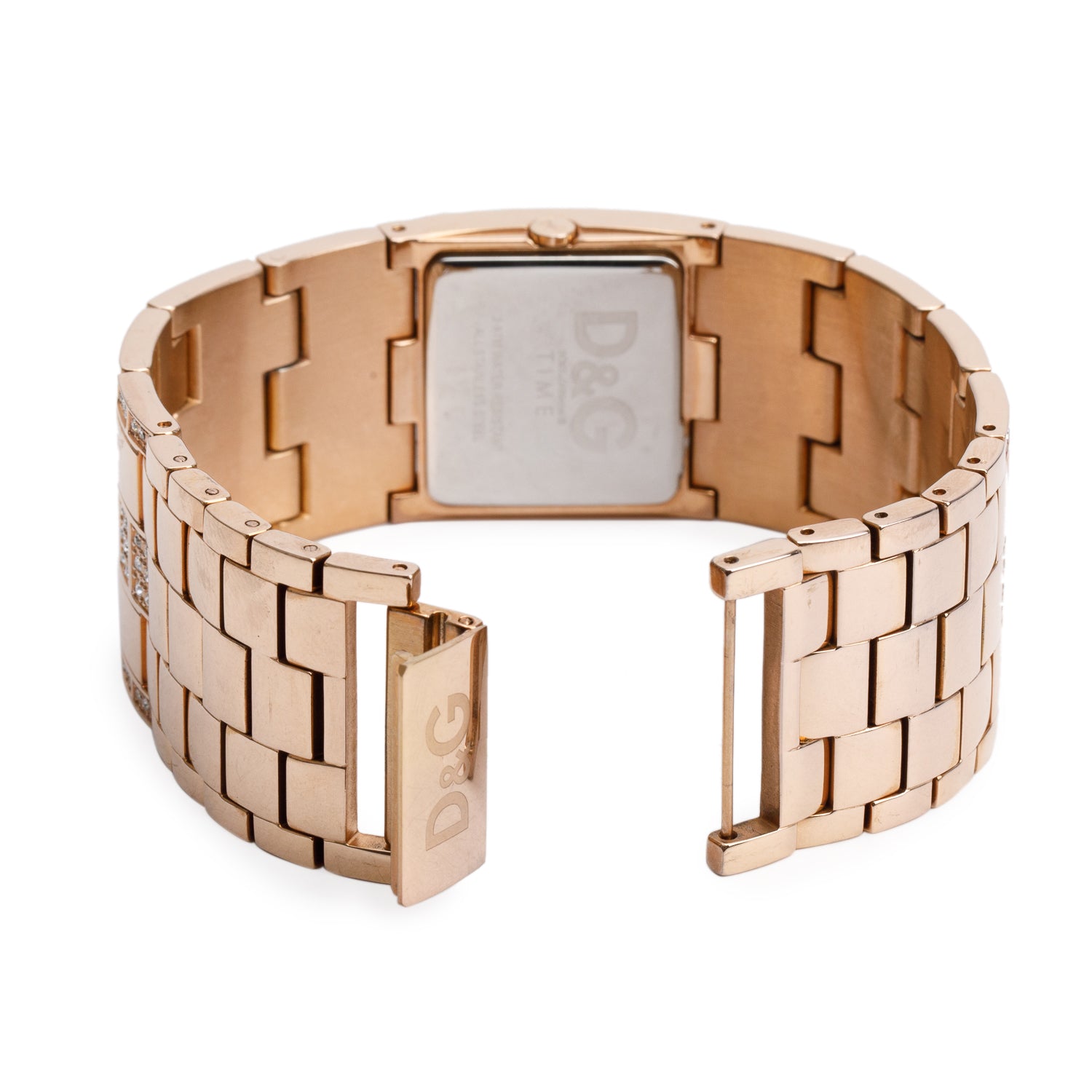 Dolce & Gabbana Rose Gold Plated Stainless Steel Crystal Time Quartz Watch Silver Dial