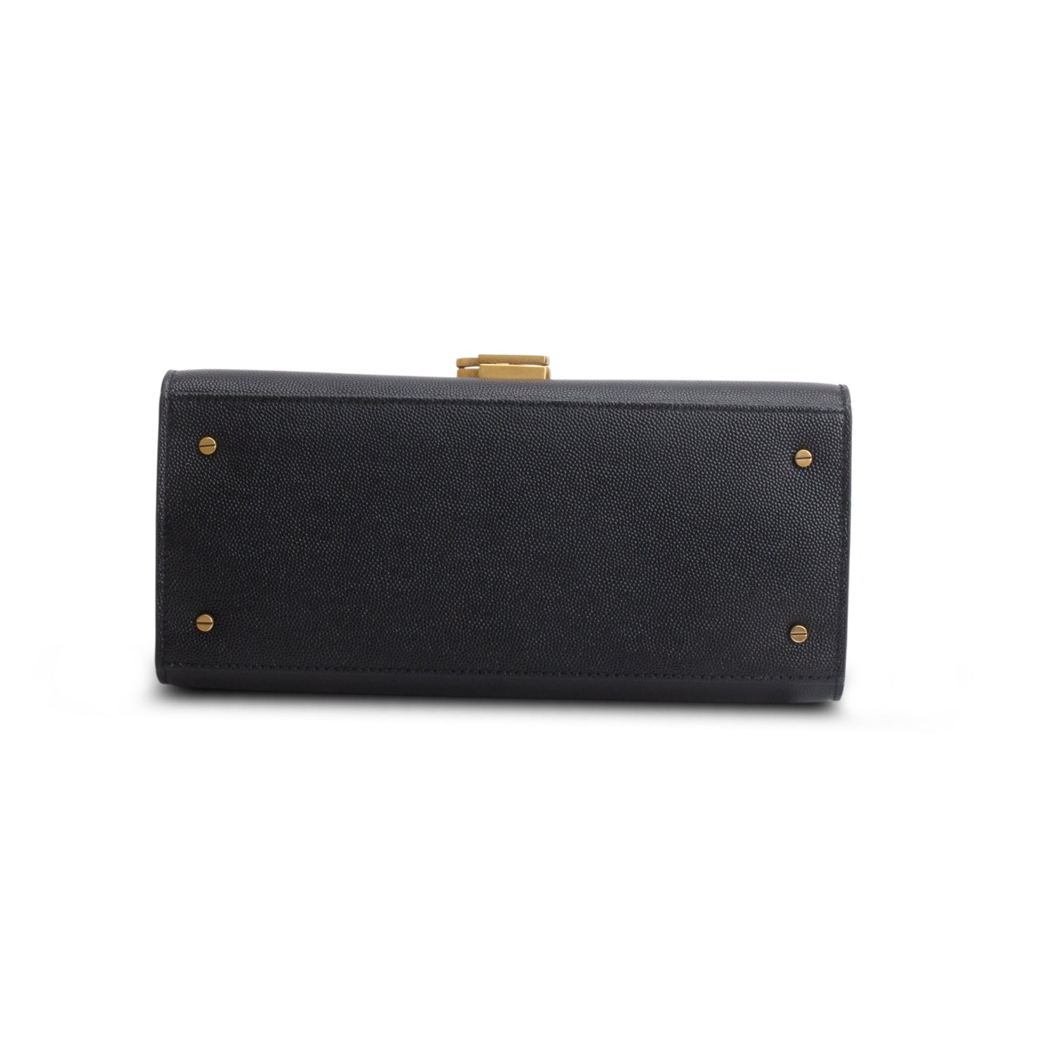 Saint Laurent 2021 Black Grain De Poudre Leather Cassandra Medium Top Handle Bag w/ Strap