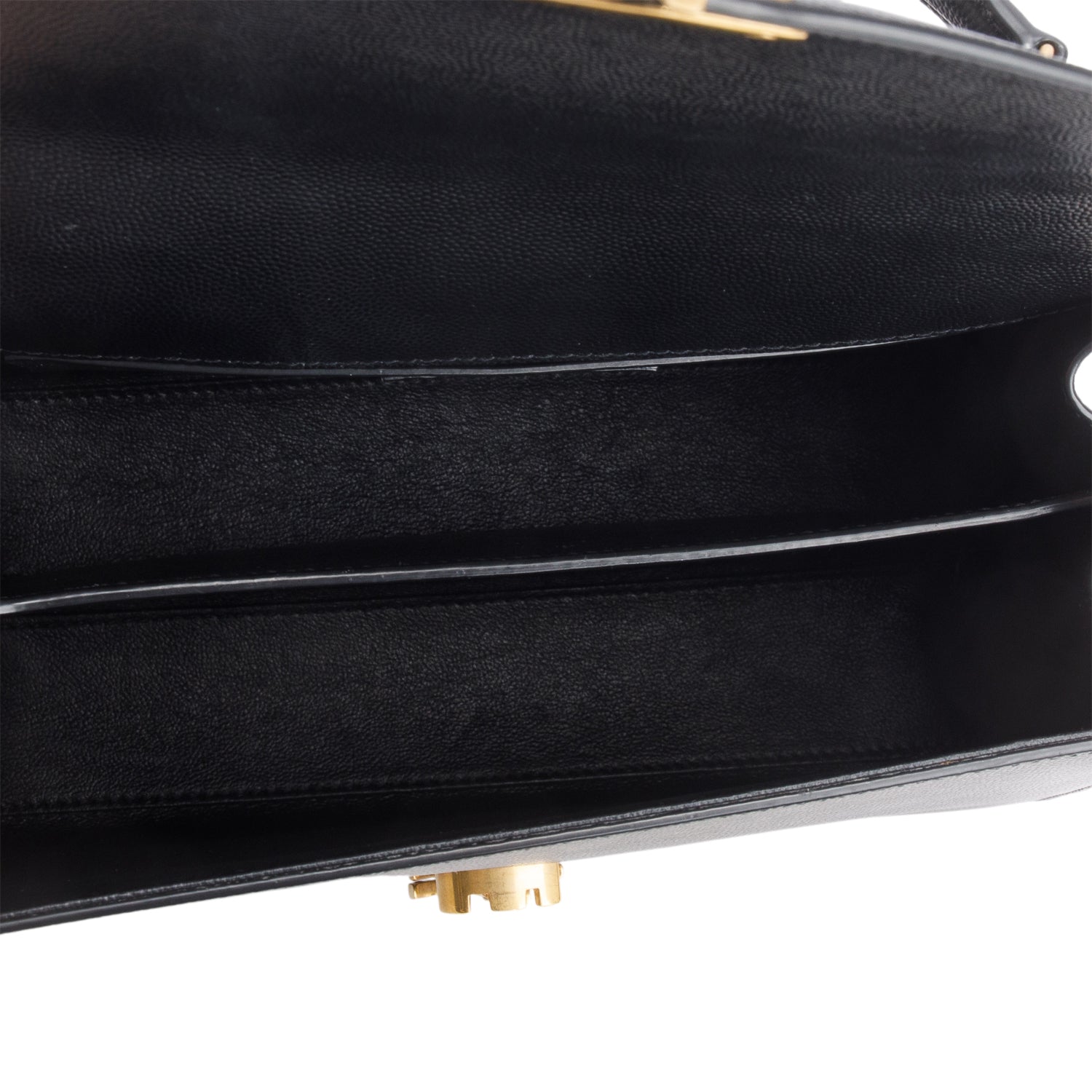 Saint Laurent 2021 Black Grain De Poudre Leather Cassandra Medium Top Handle Bag w/ Strap
